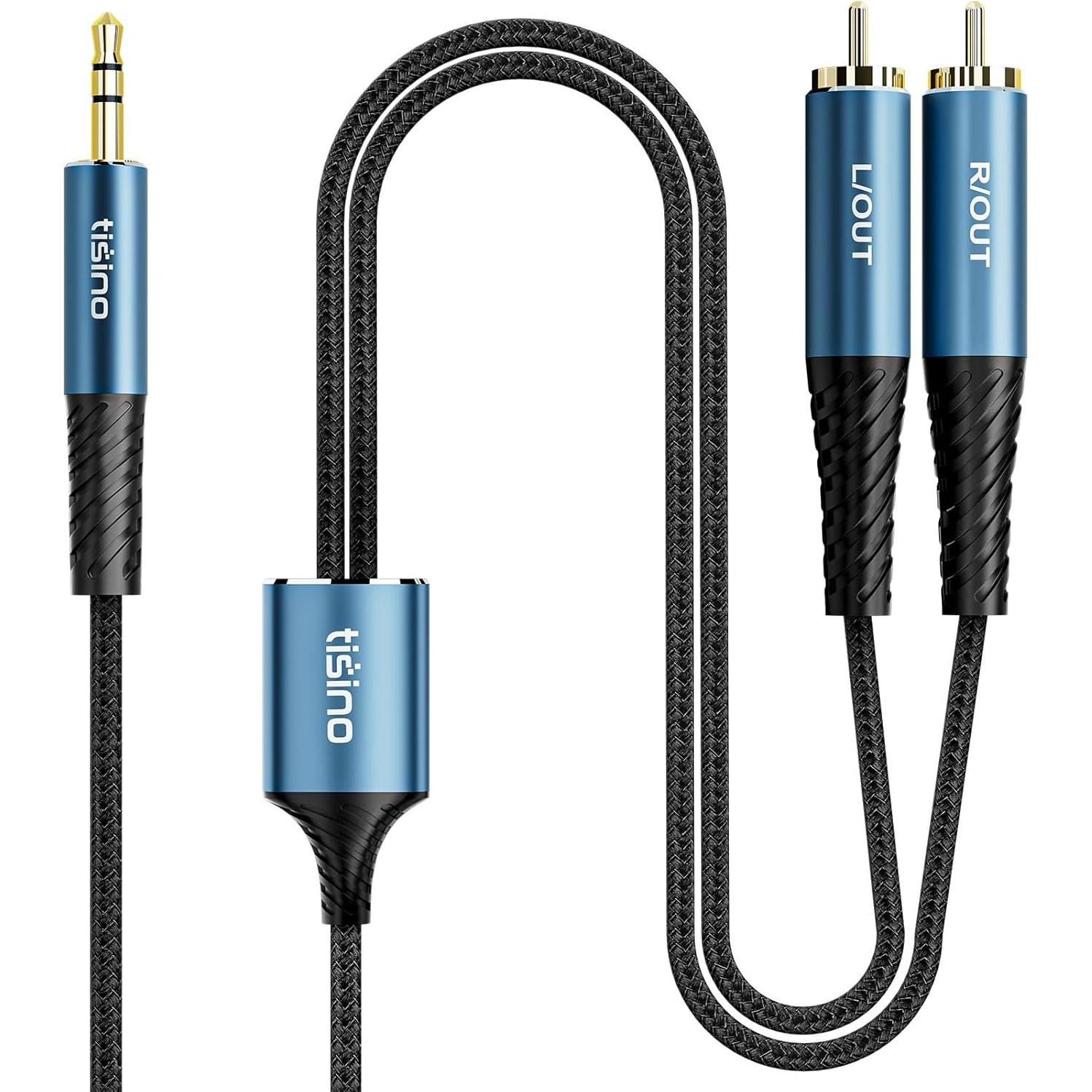 Cable RCA a 3.5mm AUX Tisino 1.5m para Audio Profesional