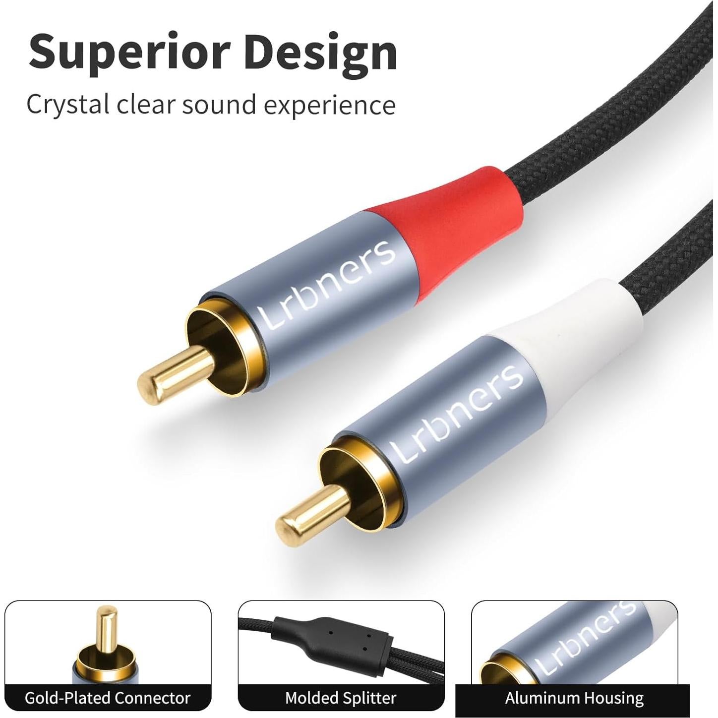 Cable RCA 2 Macho a 2 Macho Lrbners 2.01m Doble Blindaje