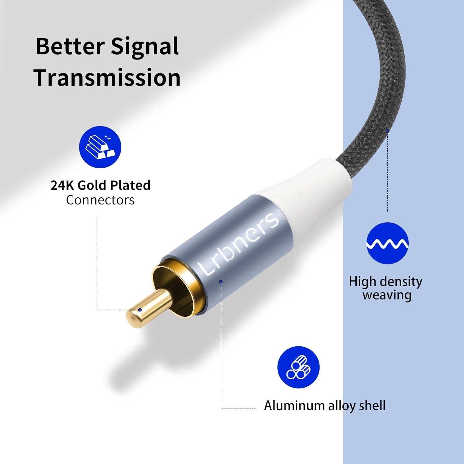 Cable RCA 2 Macho a 2 Macho Lrbners 2.01m Doble Blindaje
