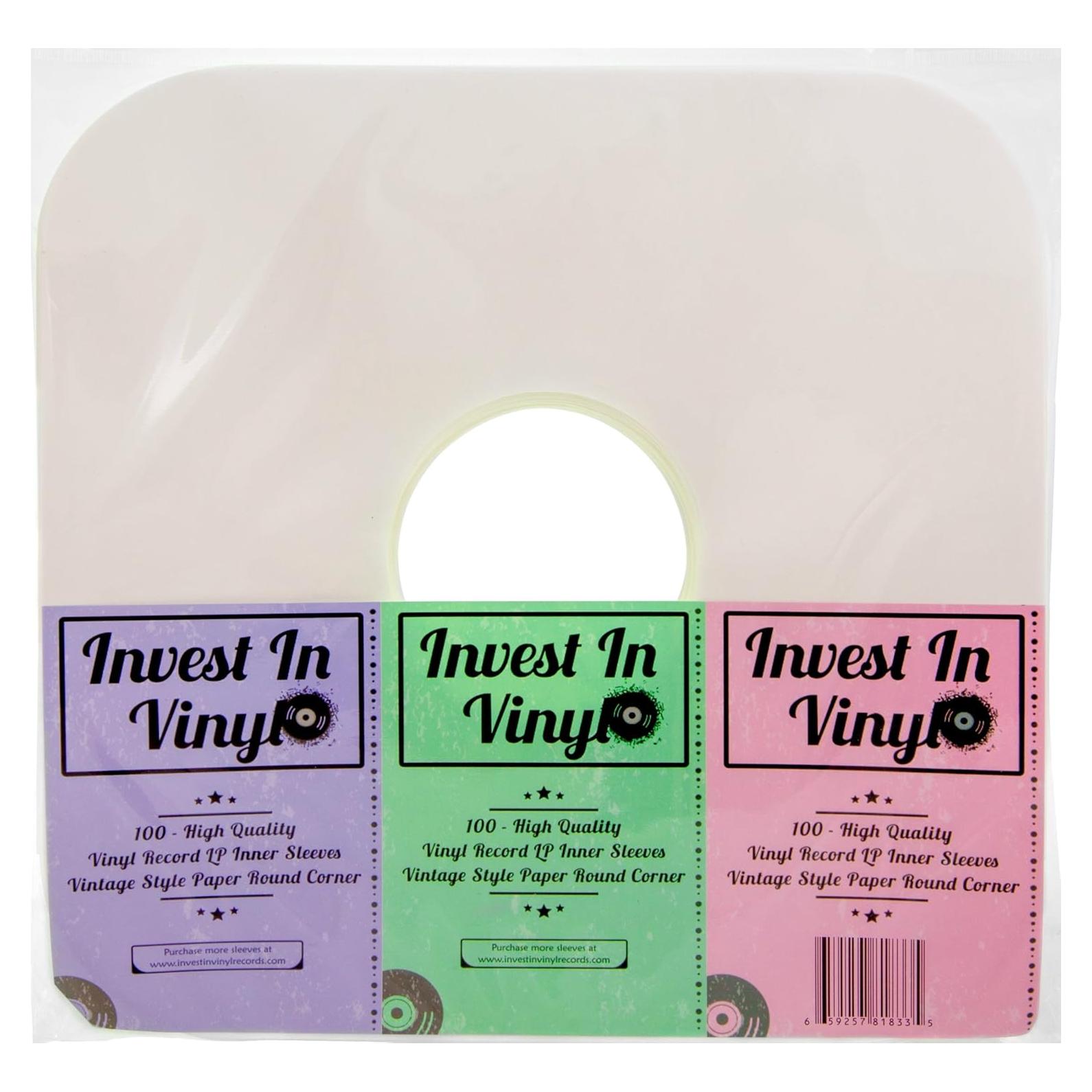 100 Fundas Internas de Vinilo LP Invest In Vinyl 12" Marfil 80 GSM