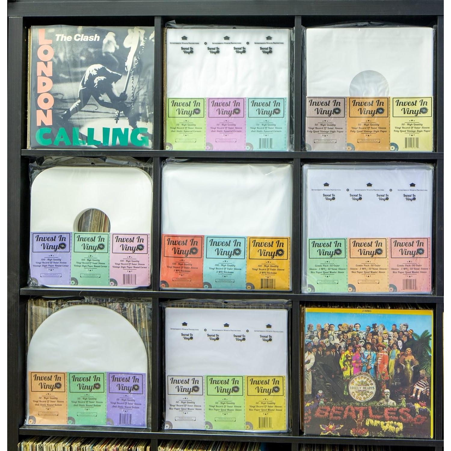 100 Fundas Internas de Vinilo LP Invest In Vinyl 12" Marfil 80 GSM