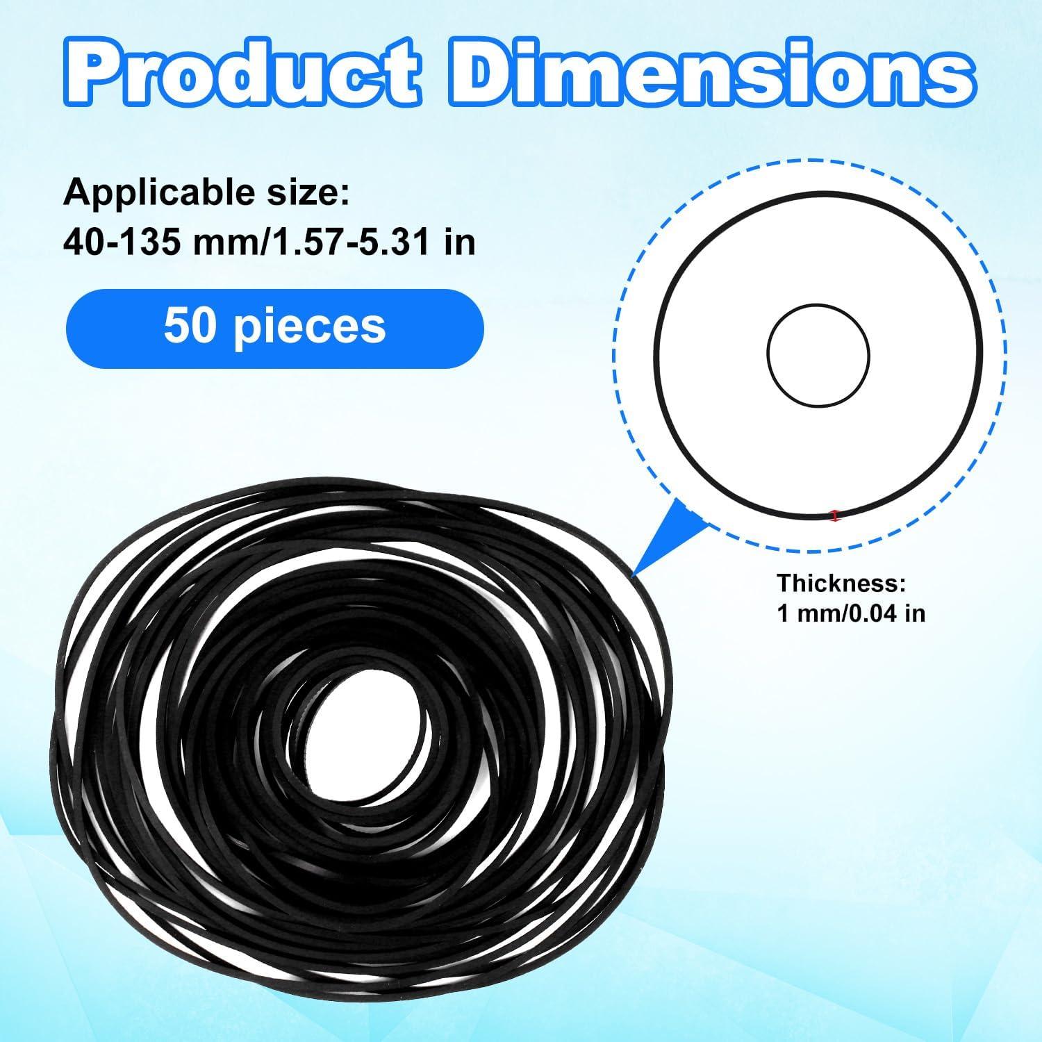 50 Correas de Goma para Grabadora Penitue 1mm Duraderas