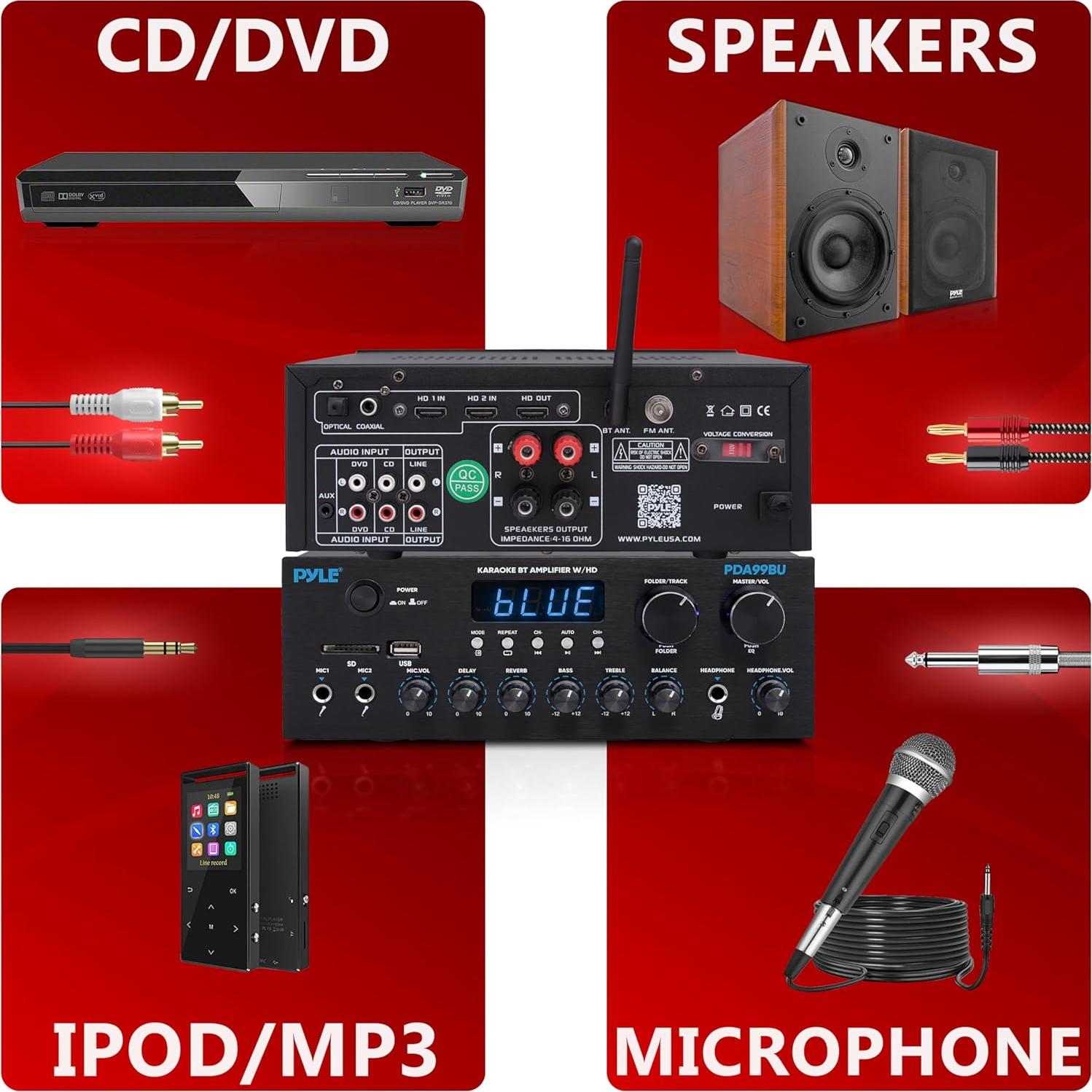 Amplificador de Audio Pyle PDA99BU 300W Bluetooth Inalámbrico