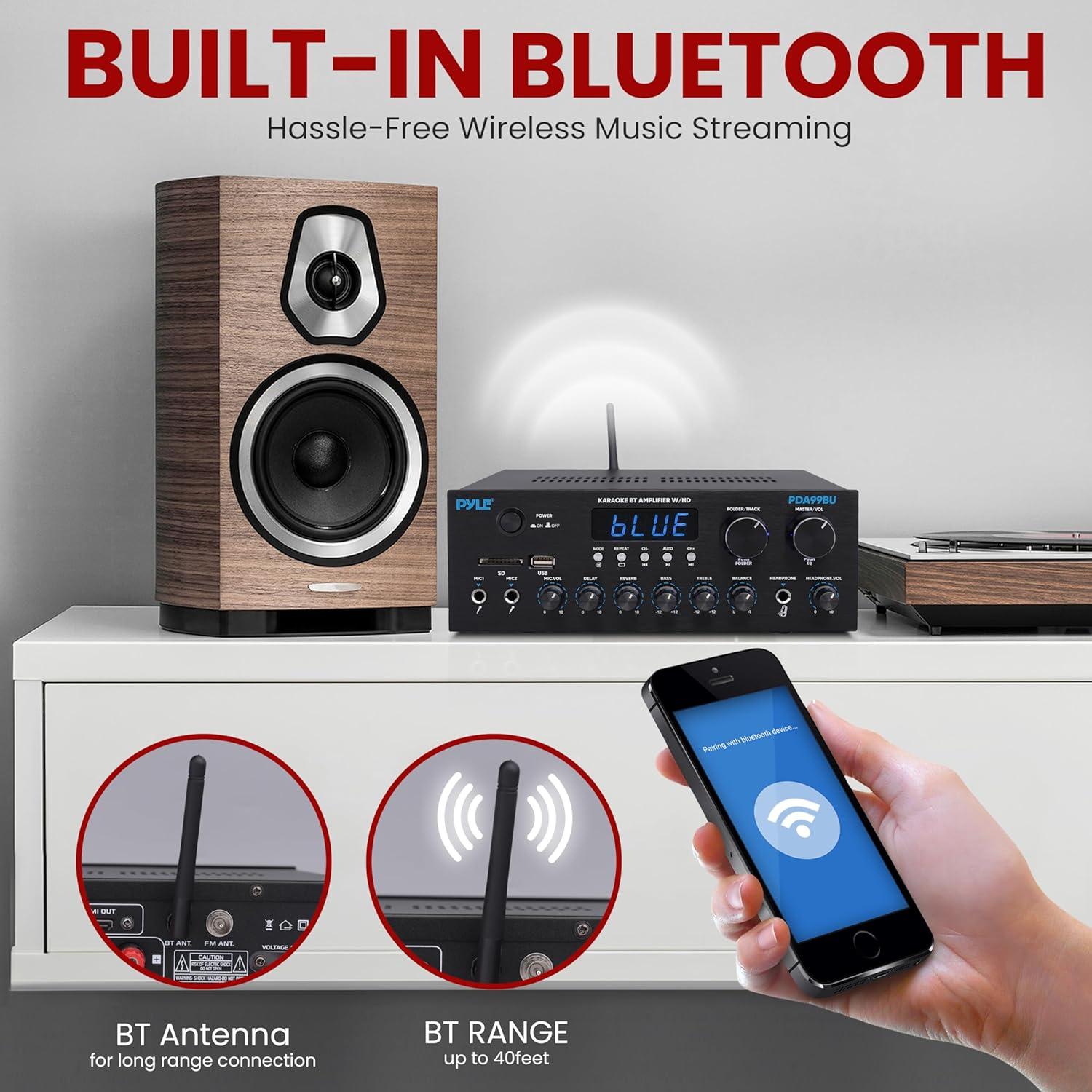 Amplificador de Audio Pyle PDA99BU 300W Bluetooth Inalámbrico