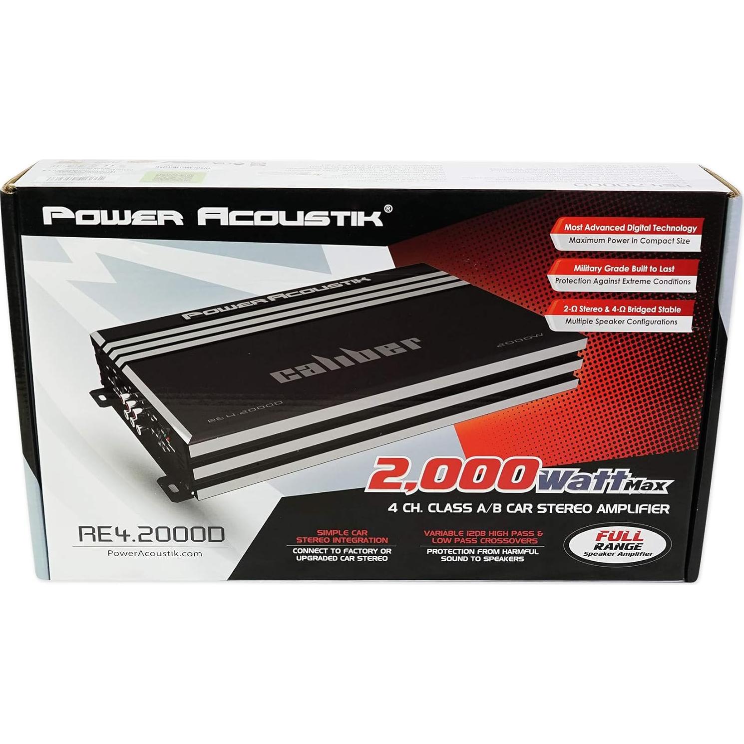 Amplificador de Estéreo para Automóvil Power Acoustik RE4-2000D 2000W 4 Canales