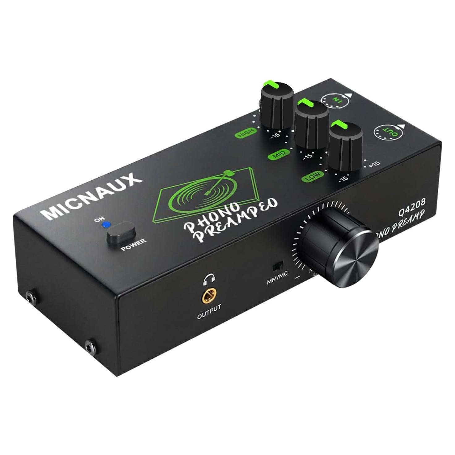 Preamplificador de Phono MICNAUX Hi-Fi con Ecualizador 3 Bandas