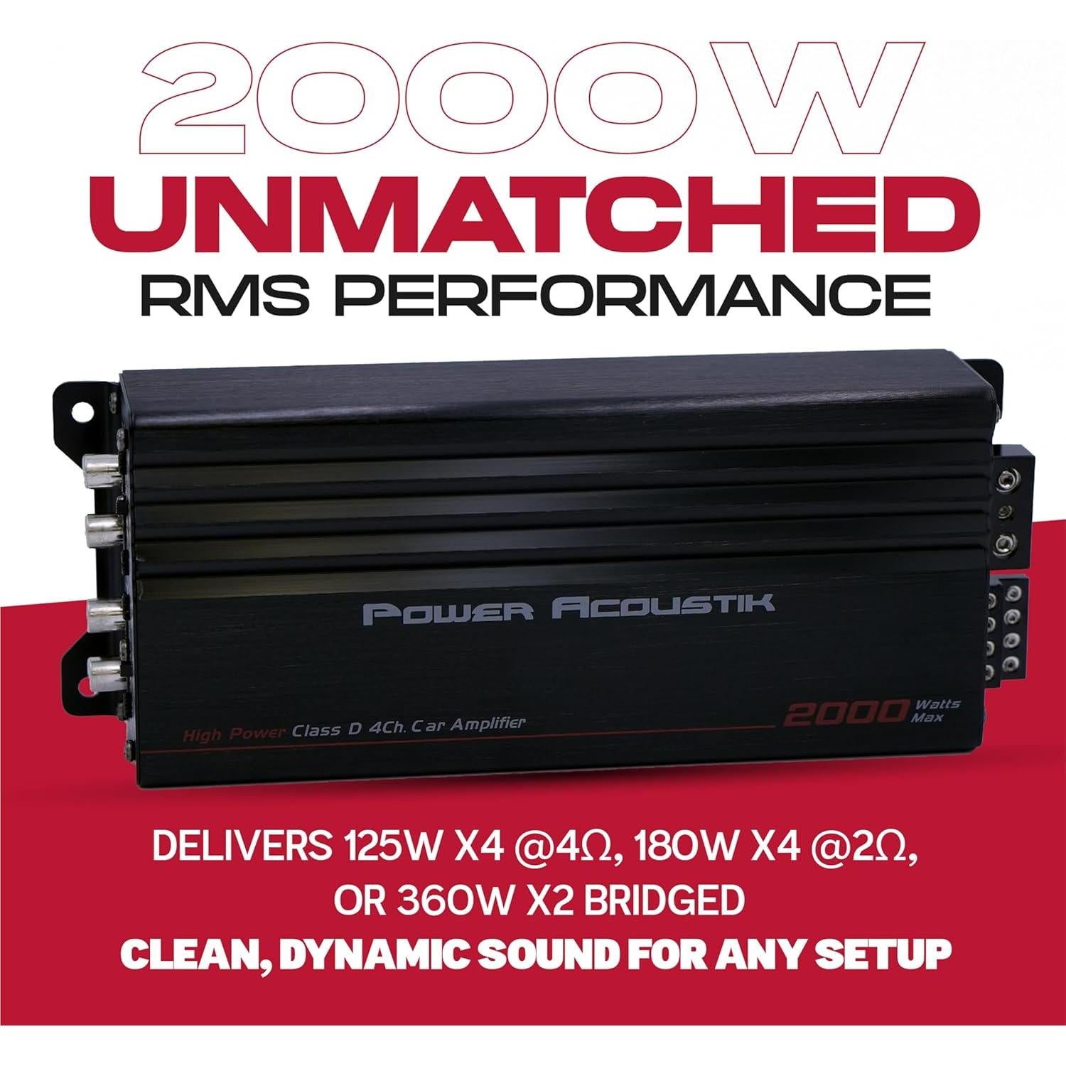 Amplificador de Coche Power Acoustik MICRO4-2000D 4 Canales 2000W