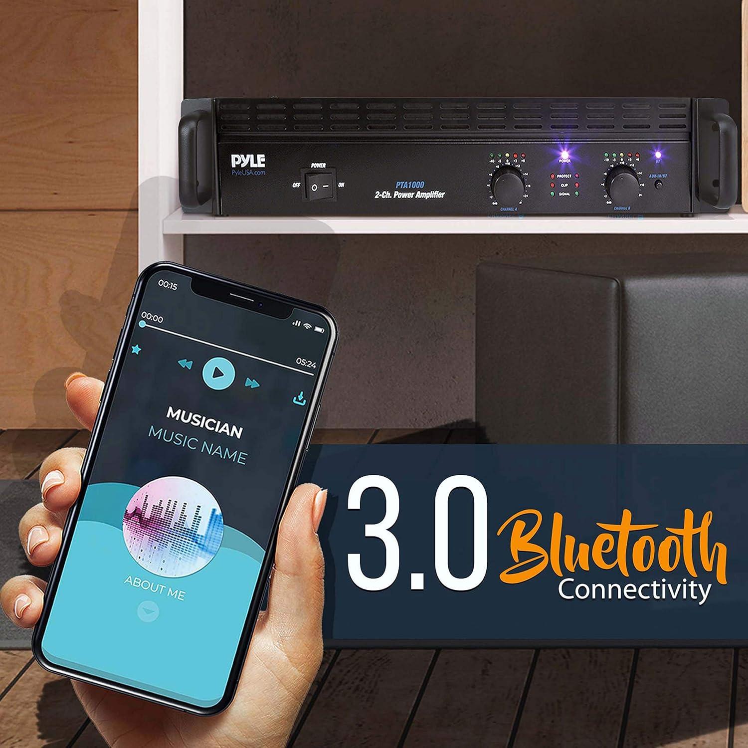 Amplificador de Potencia Bluetooth Pyle PTA1000 1000W 2 Canales