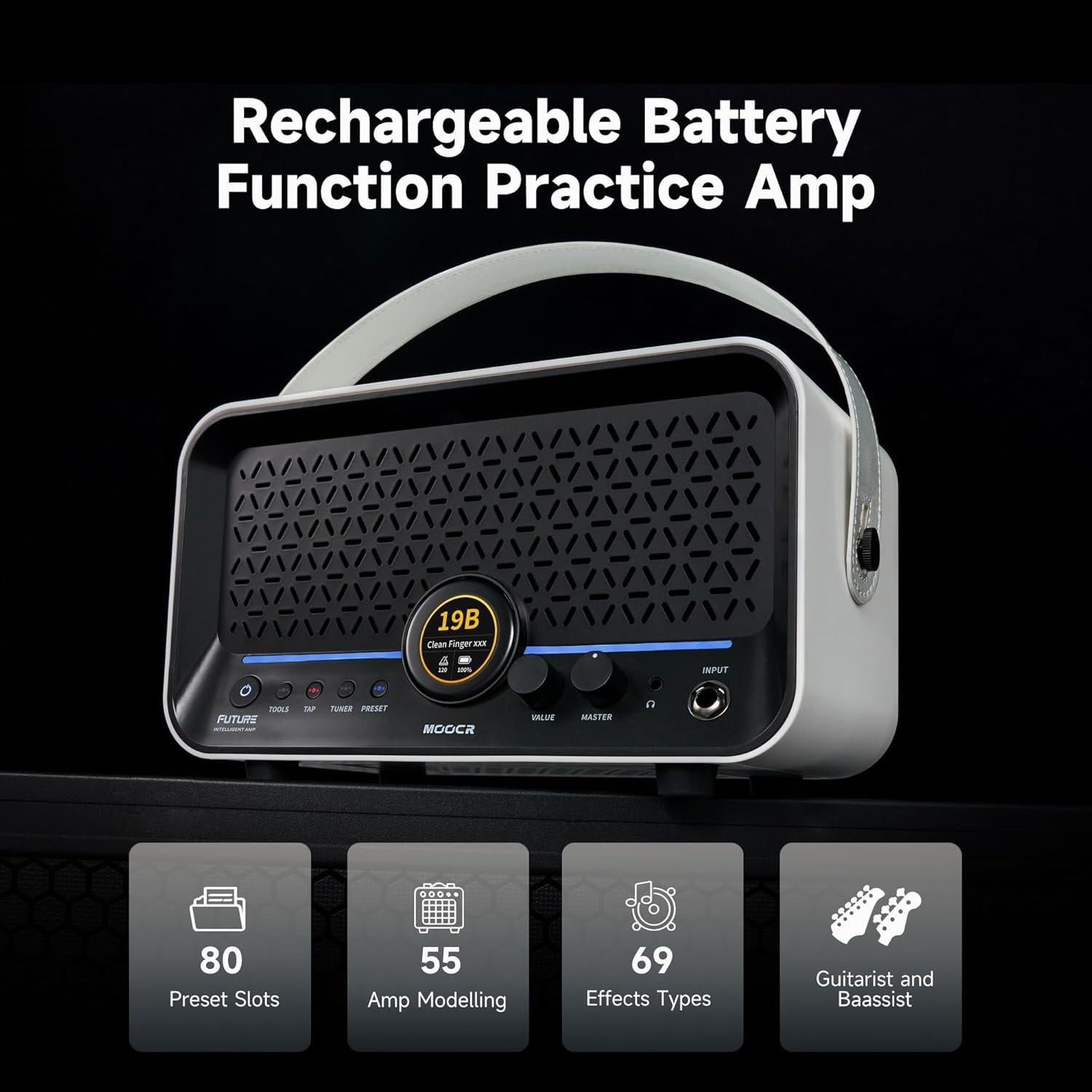 Amplificador de Guitarra MOOER F15i 15W Bluetooth Batería 6h