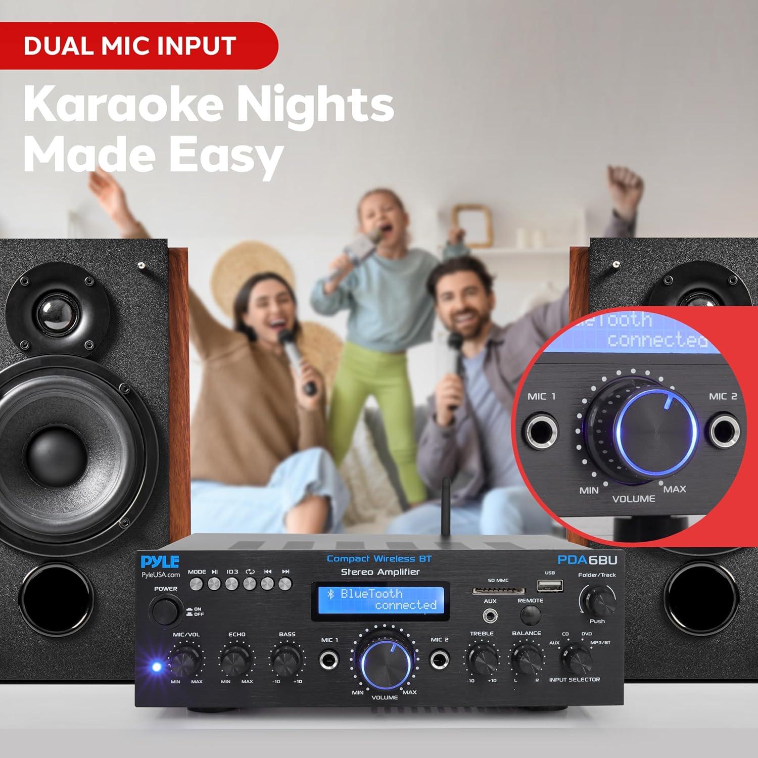 Amplificador Bluetooth Pyle PDA6BU.6 200W Estéreo Doble Canal