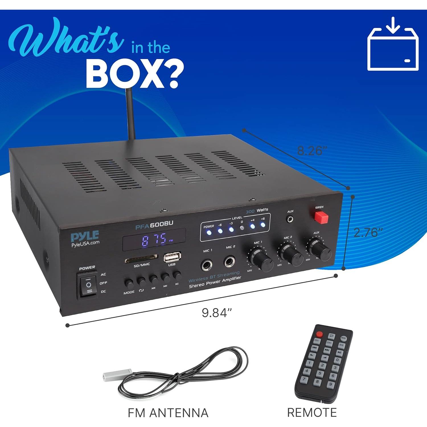 Amplificador PA Bluetooth Pyle PFA600BU 300W 2 Canales