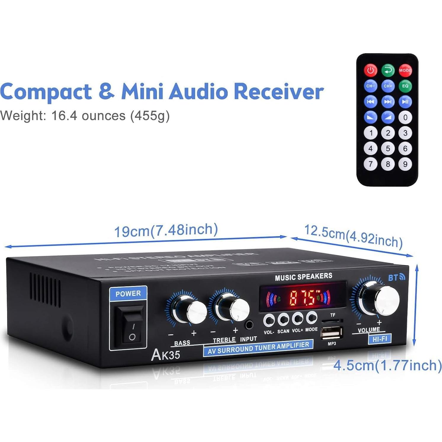 Amplificador de Audio Estéreo Bluetooth Daakro AK35, 200W