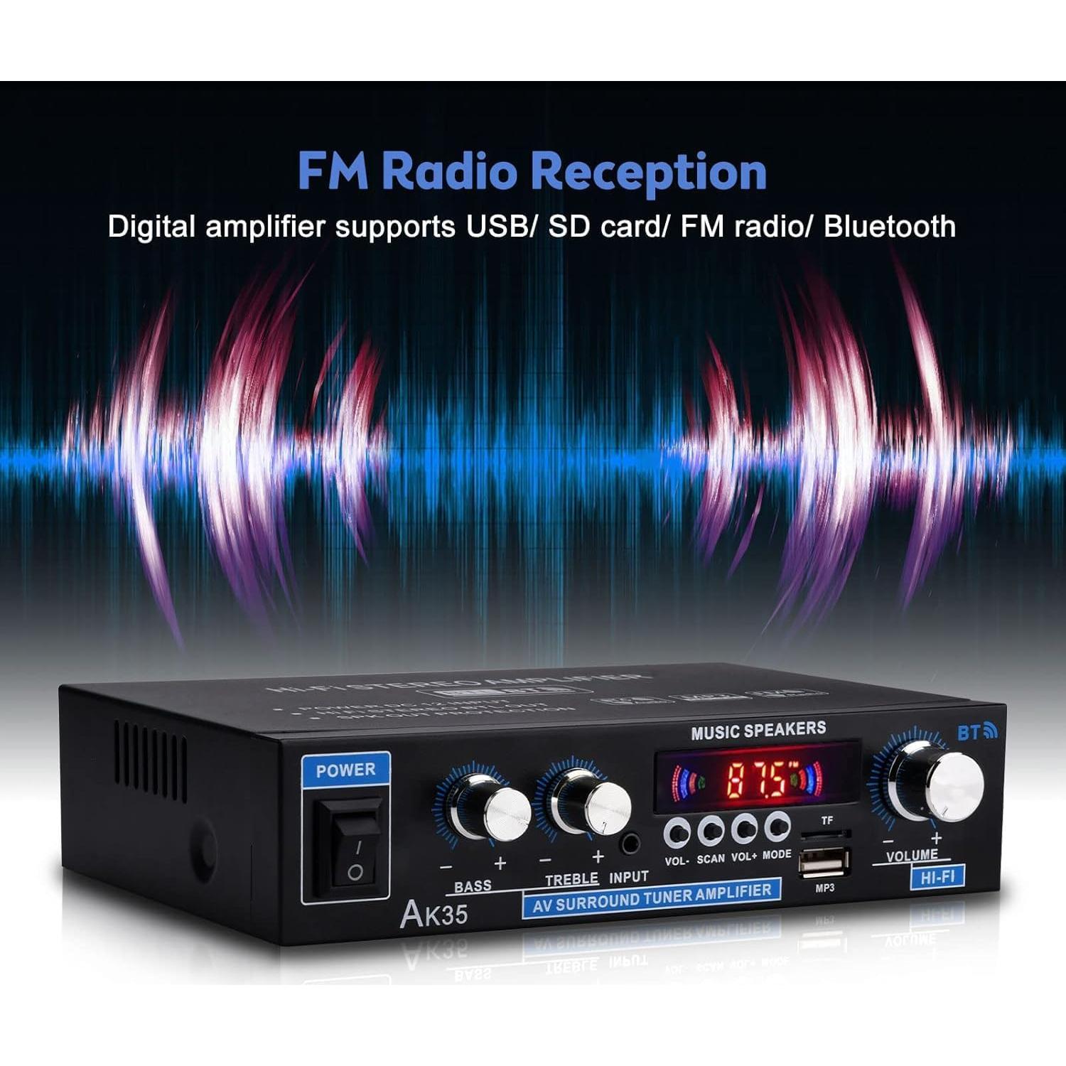 Amplificador de Audio Estéreo Bluetooth Daakro AK35, 200W