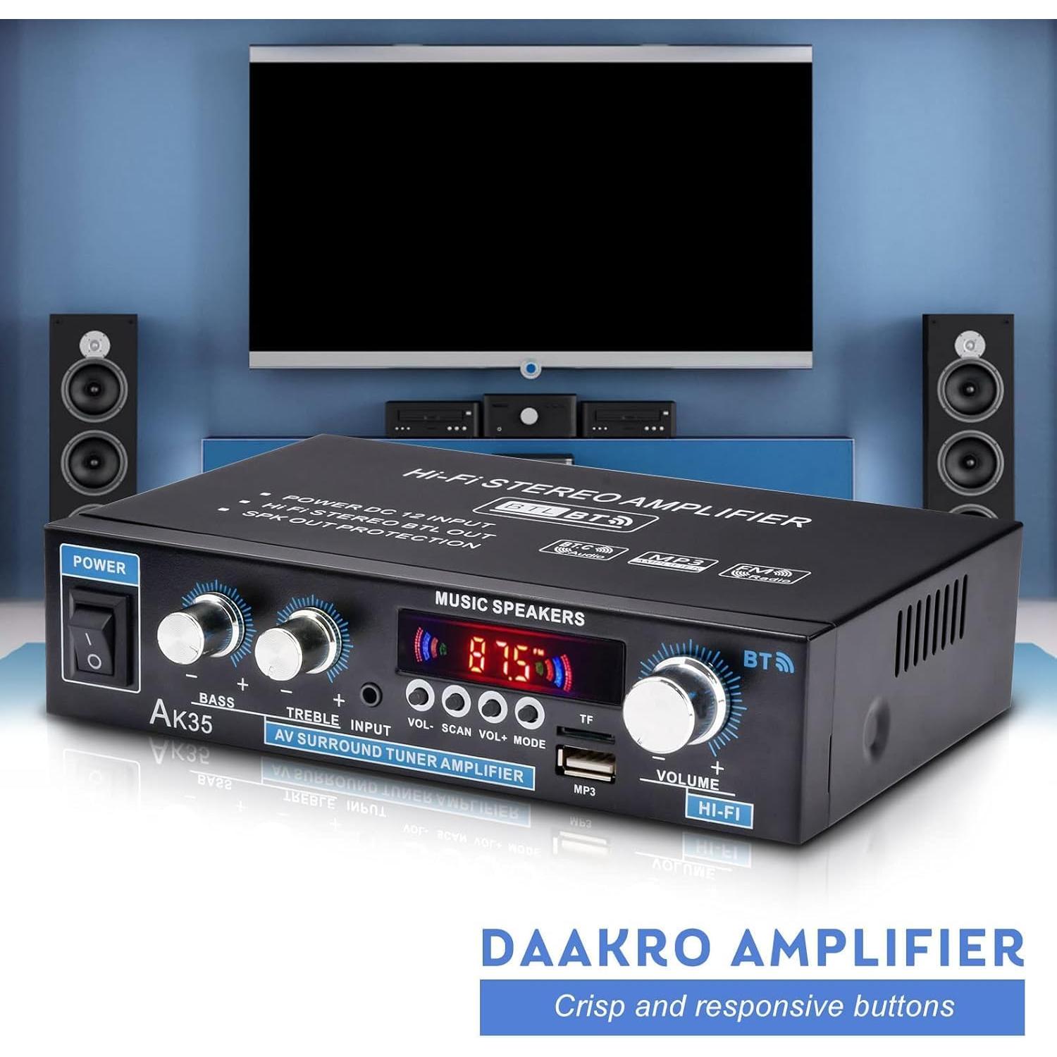 Amplificador de Audio Estéreo Bluetooth Daakro AK35, 200W