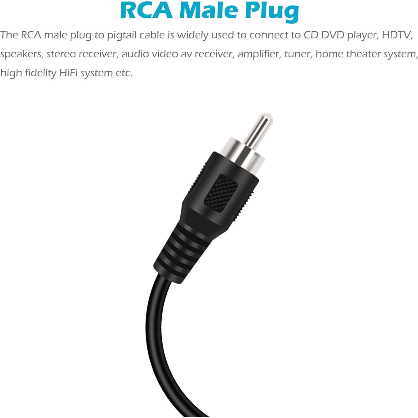Adaptador RCA Macho a Cable de Altavoz Fancasee 2-Pack 27.94 cm