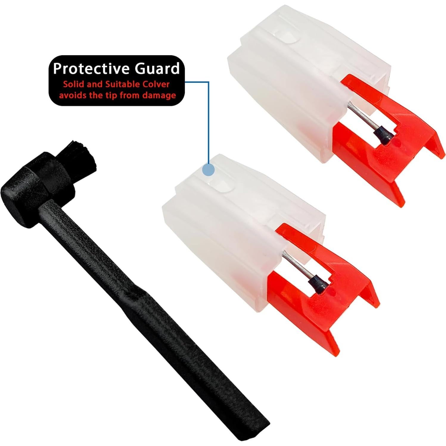 Agujas de Tocadiscos Rojo 2pcs + Cepillo de Limpieza Estiló