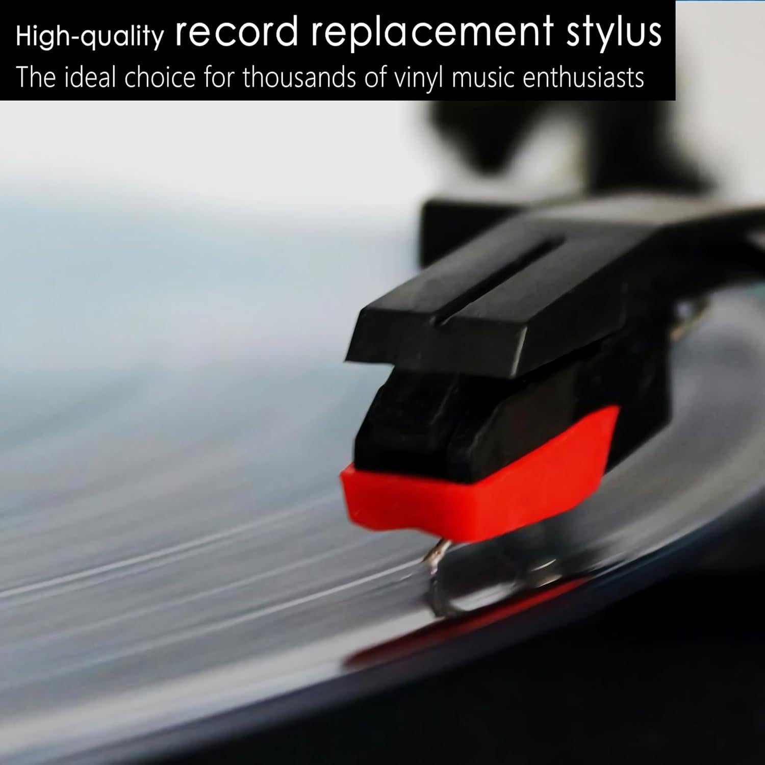 Agujas de Tocadiscos Rojo 2pcs + Cepillo de Limpieza Estiló