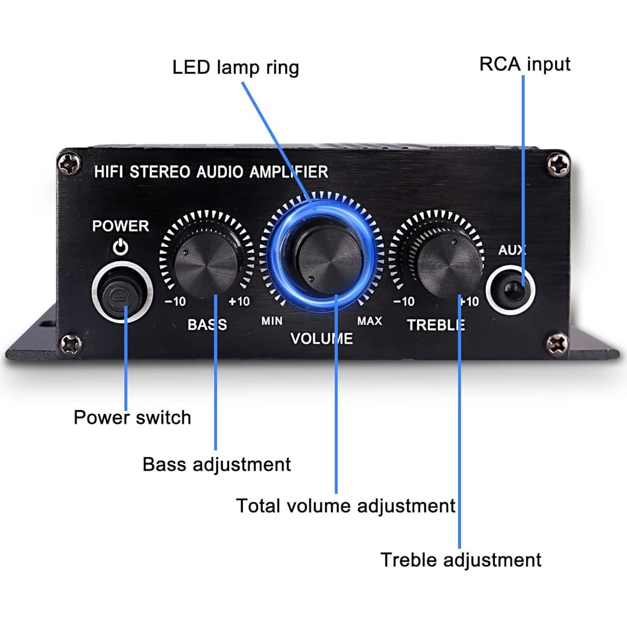 Amplificador de Audio Estéreo HiFi Yingtuyou AK-270 12V 20W