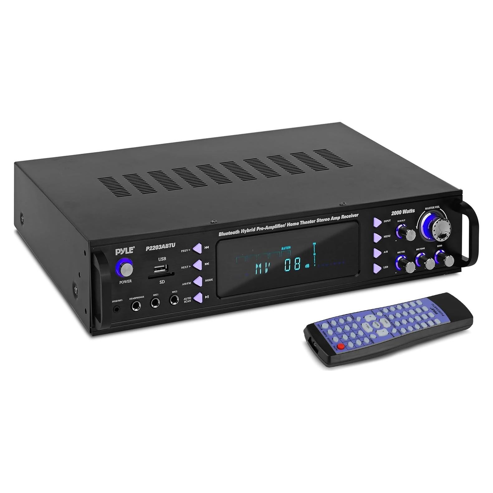 Amplificador de Potencia Pyle P2203ABTU - 2000W Bluetooth 4 Canales