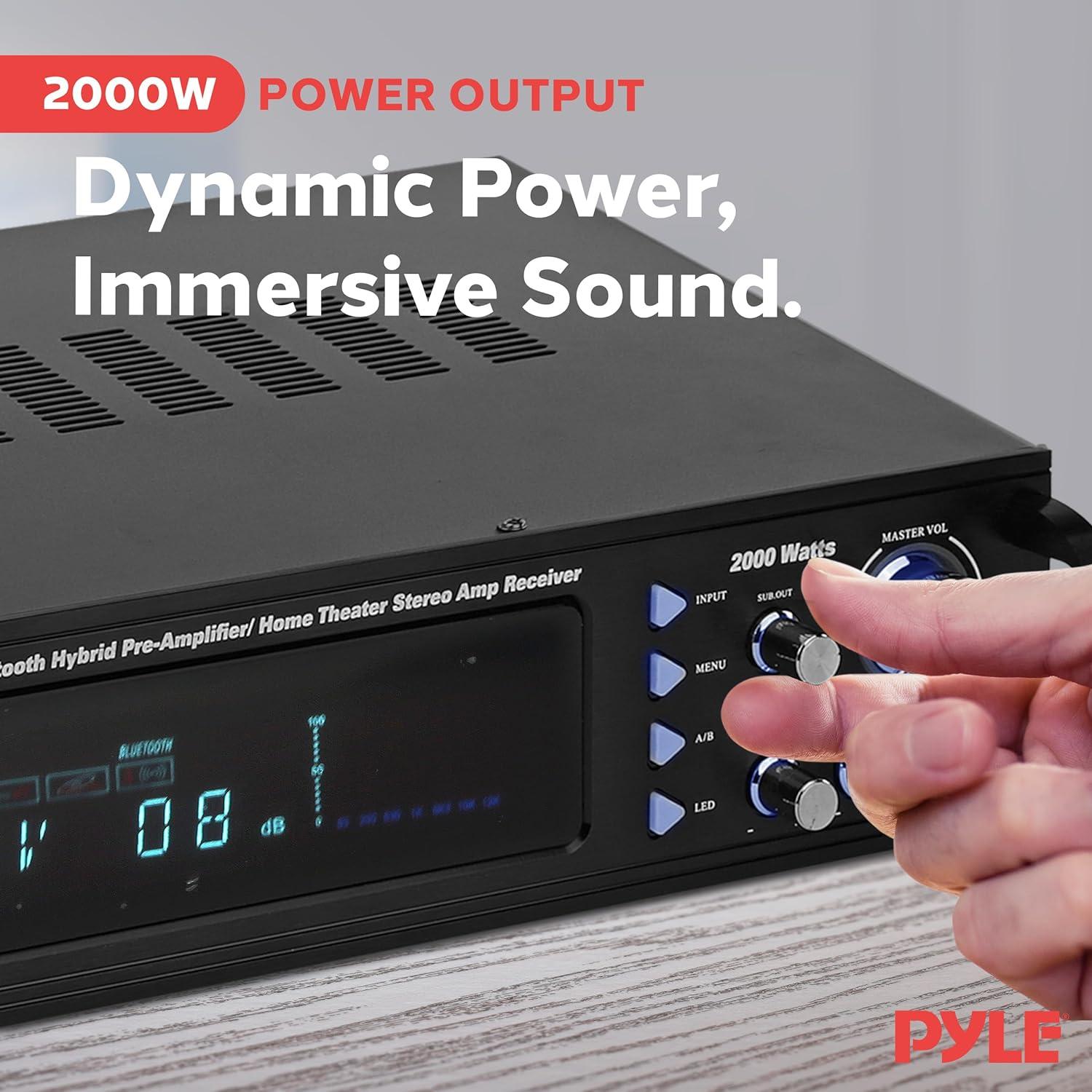 Amplificador de Potencia Pyle P2203ABTU - 2000W Bluetooth 4 Canales