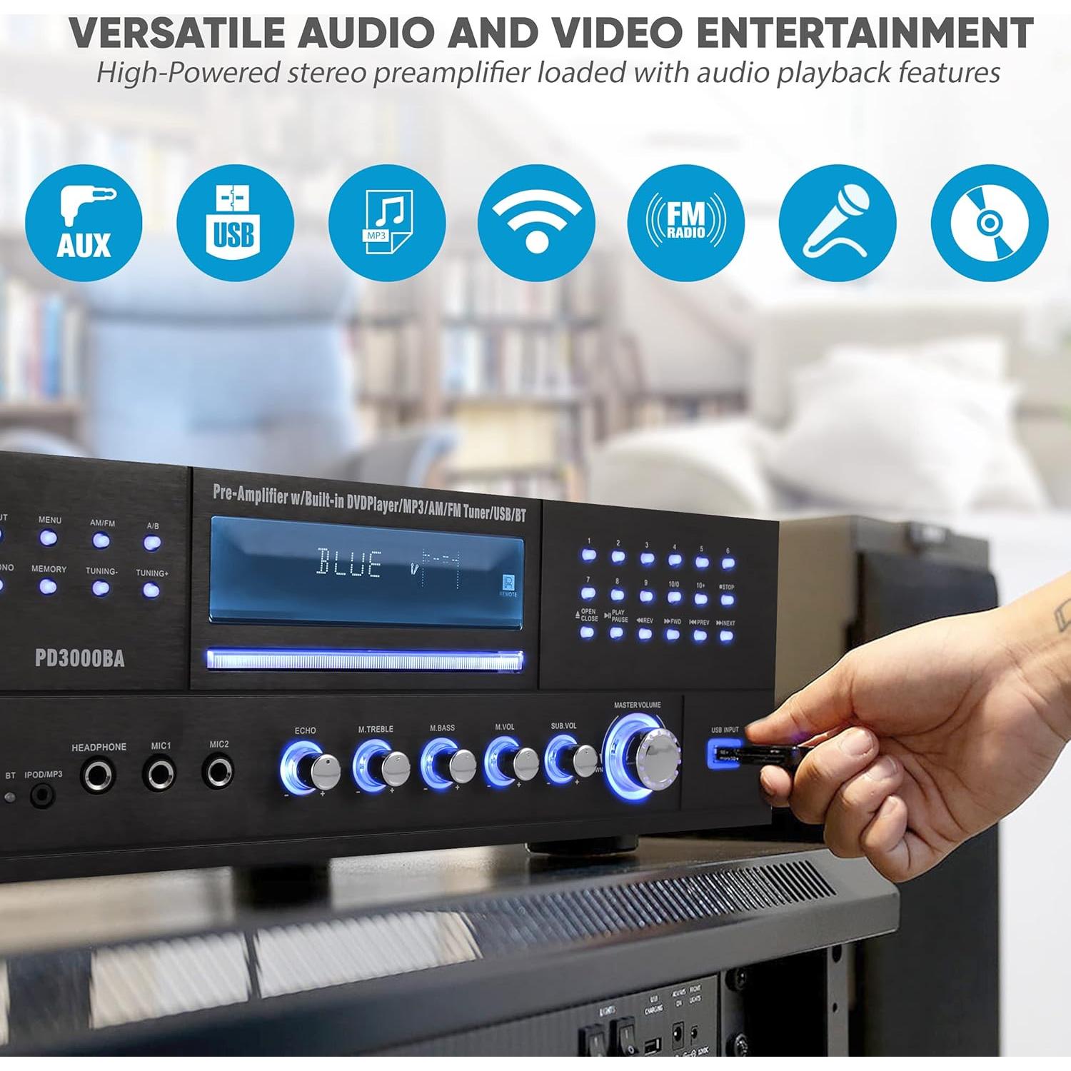 Amplificador Bluetooth 4 Canales Pyle PD3000BA.5 3000W