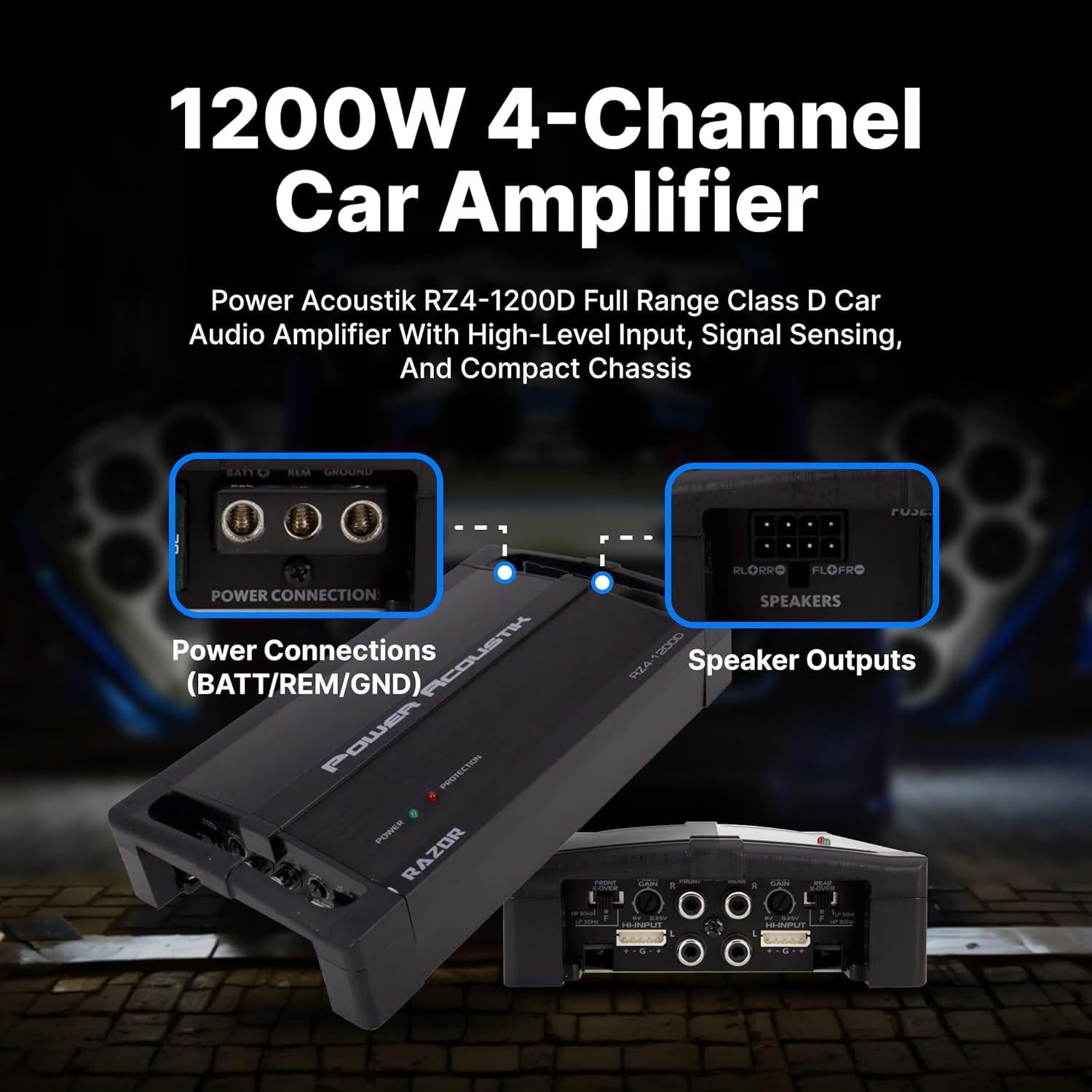 Amplificador de audio Power Acoustik RZ4-1200D 1200W 4 Canales