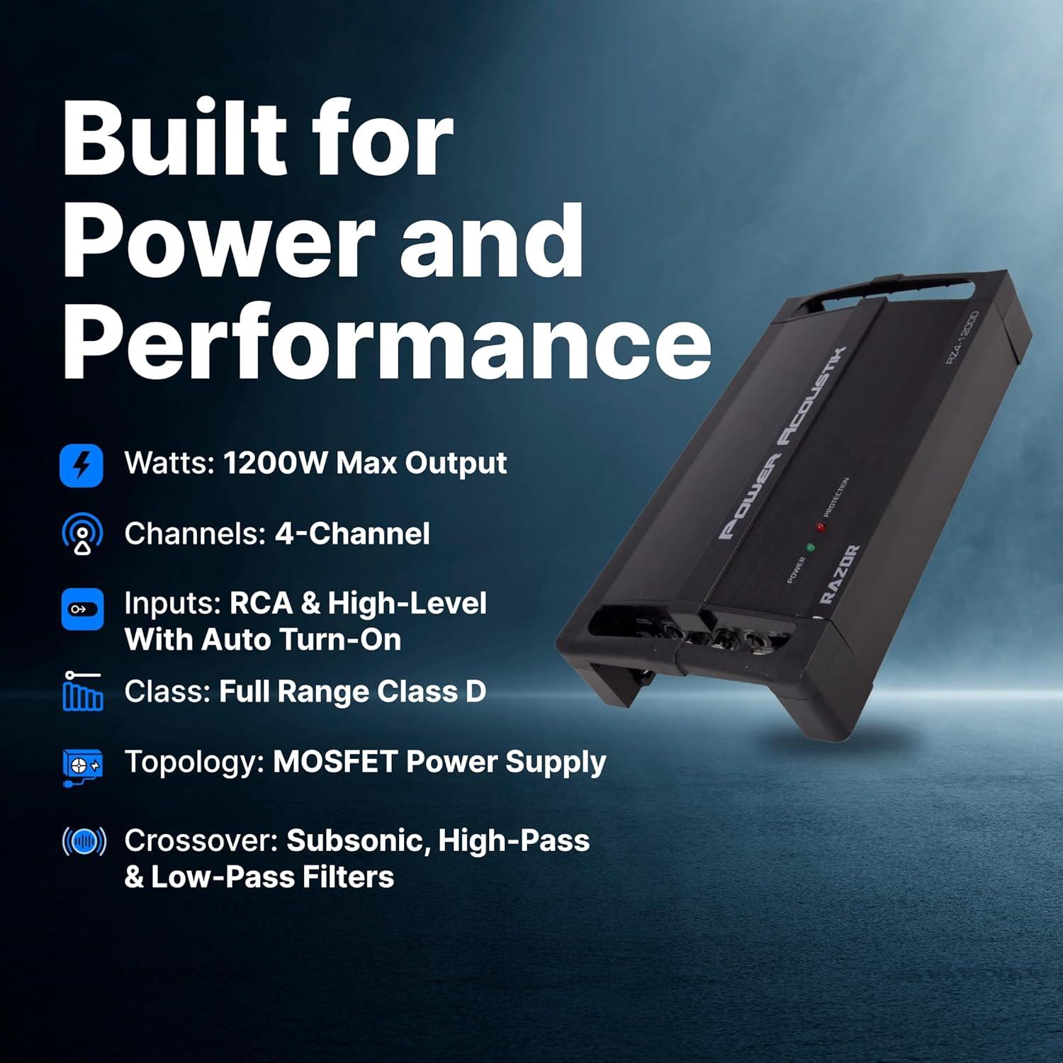 Amplificador de audio Power Acoustik RZ4-1200D 1200W 4 Canales