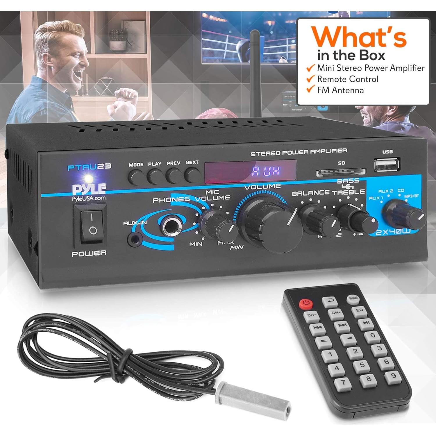 Amplificador Estéreo Pyle PTAU23.5 2x40W con USB y AUX