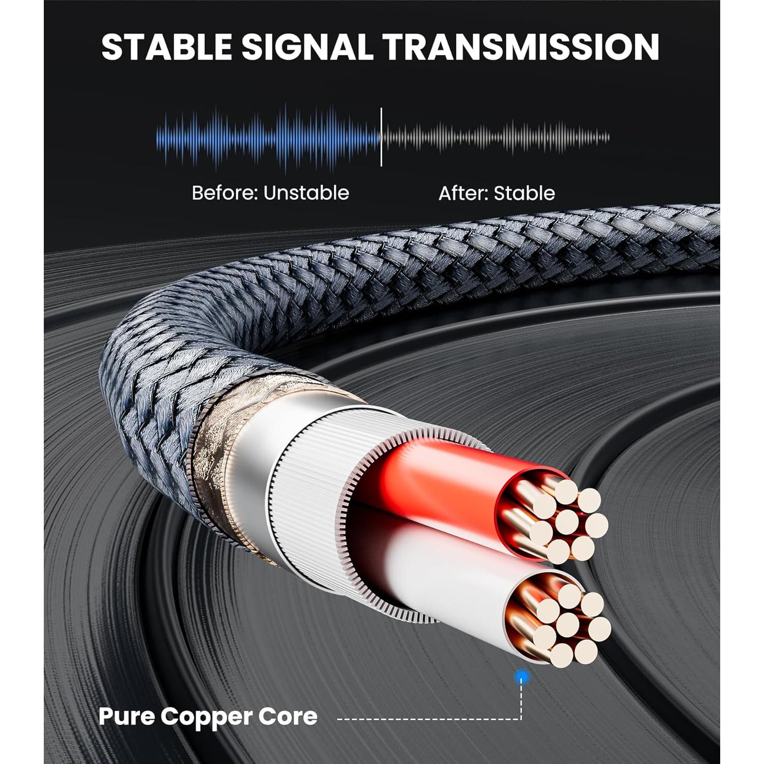 Cable RCA a 1/4" JOMLEY 1m Audio Estéreo Doble TS