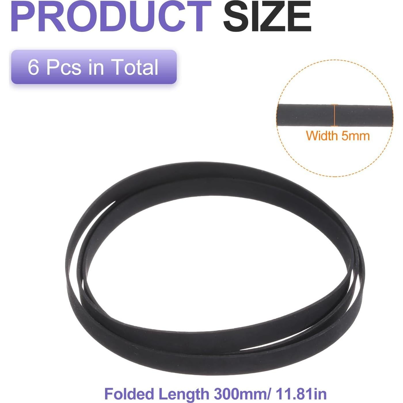 6 Correos de Caucho para Giradiscos uxcell 300mm 5mm