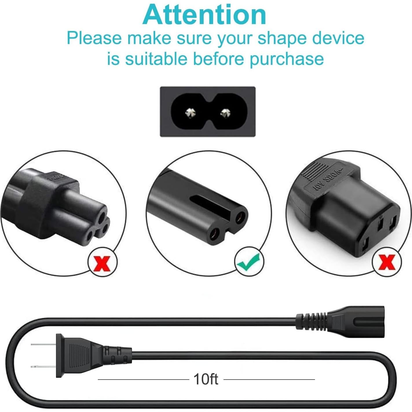 Cable de Alimentación 3.05m para Altavoces Sony y TV Samsung