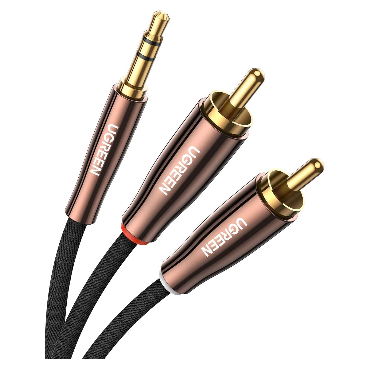Cable de Audio Estéreo UGREEN 3.5mm a 2 RCA 1.0m Trenzado