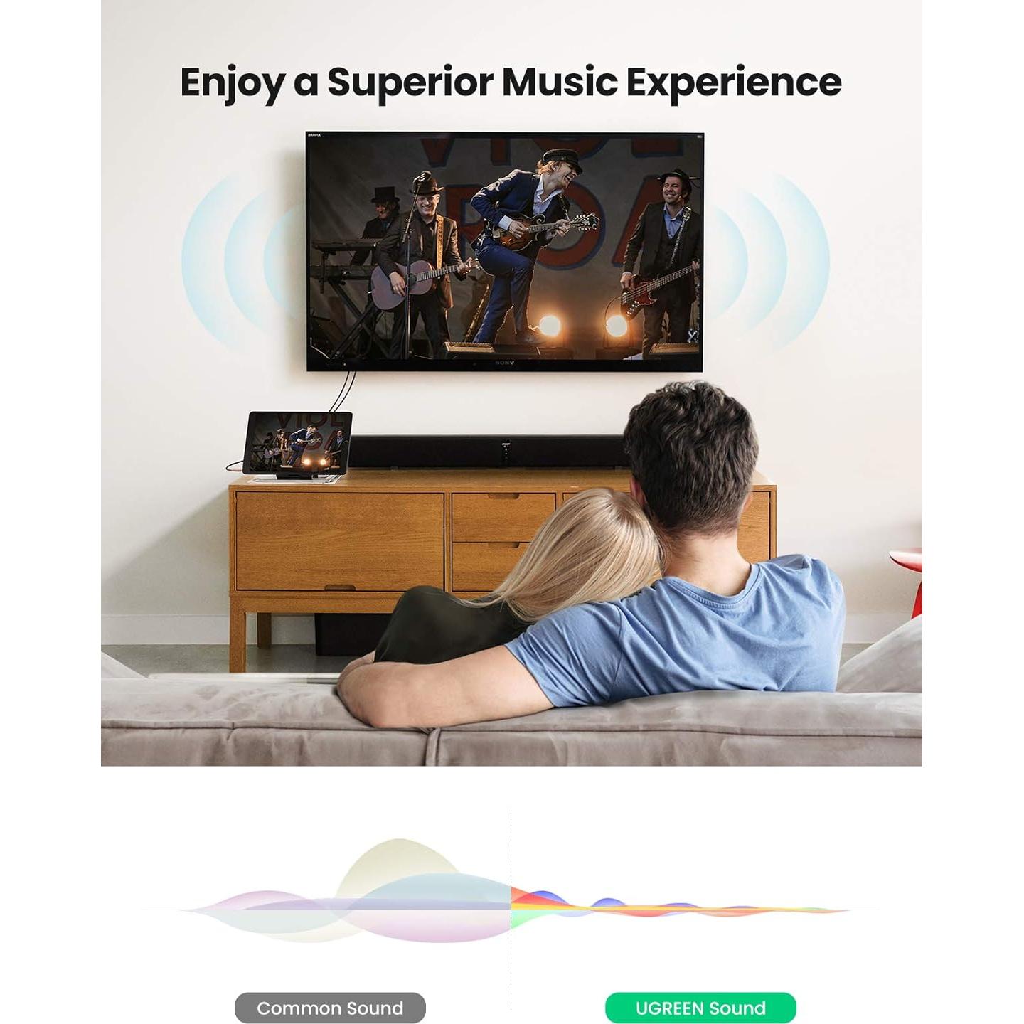 Cable de Audio Estéreo UGREEN 3.5mm a 2 RCA 1.0m Trenzado