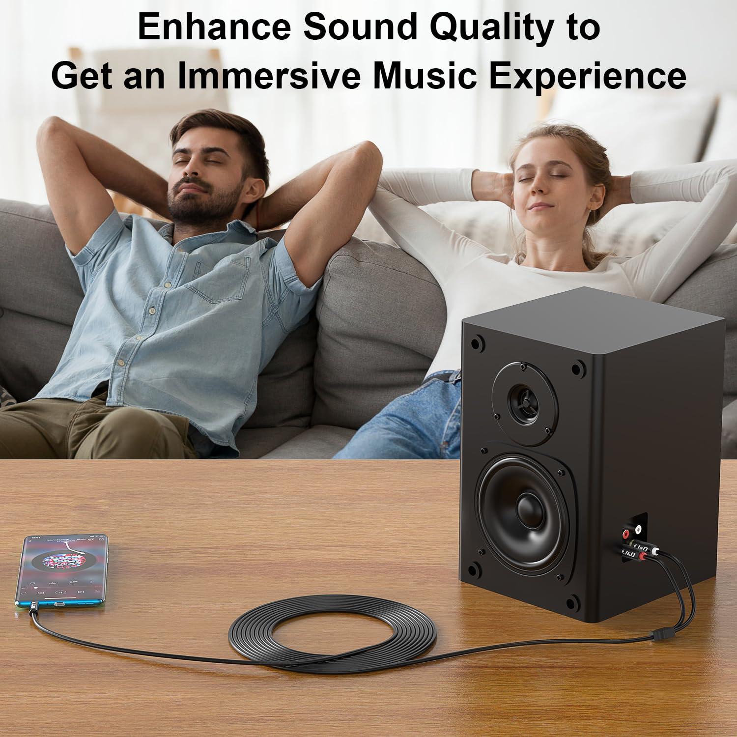 Cable de Audio Estéreo J&D 3.5mm a 2 RCA 3.05m Dorado