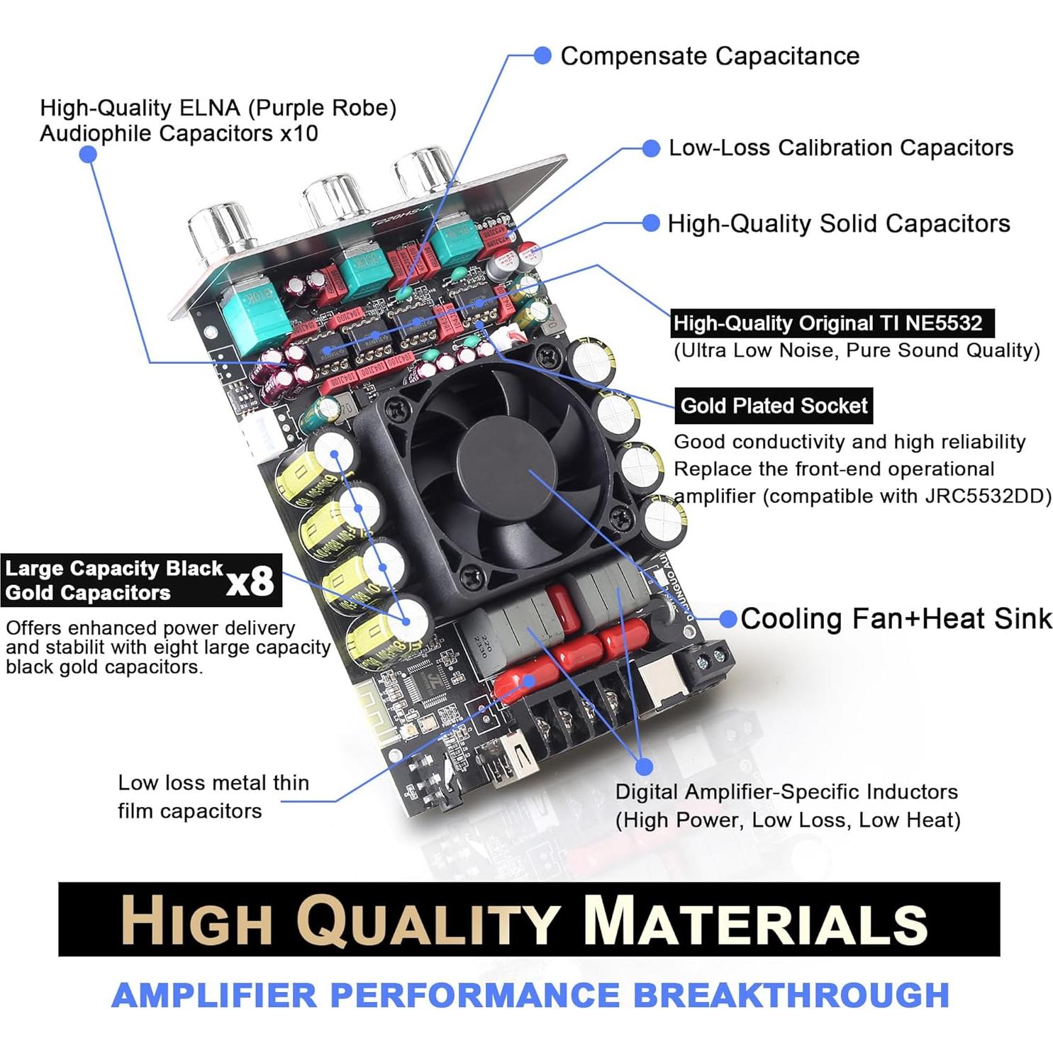 Placa Amplificador DAMGOO T220HS 440W Bluetooth 5.2 AUX