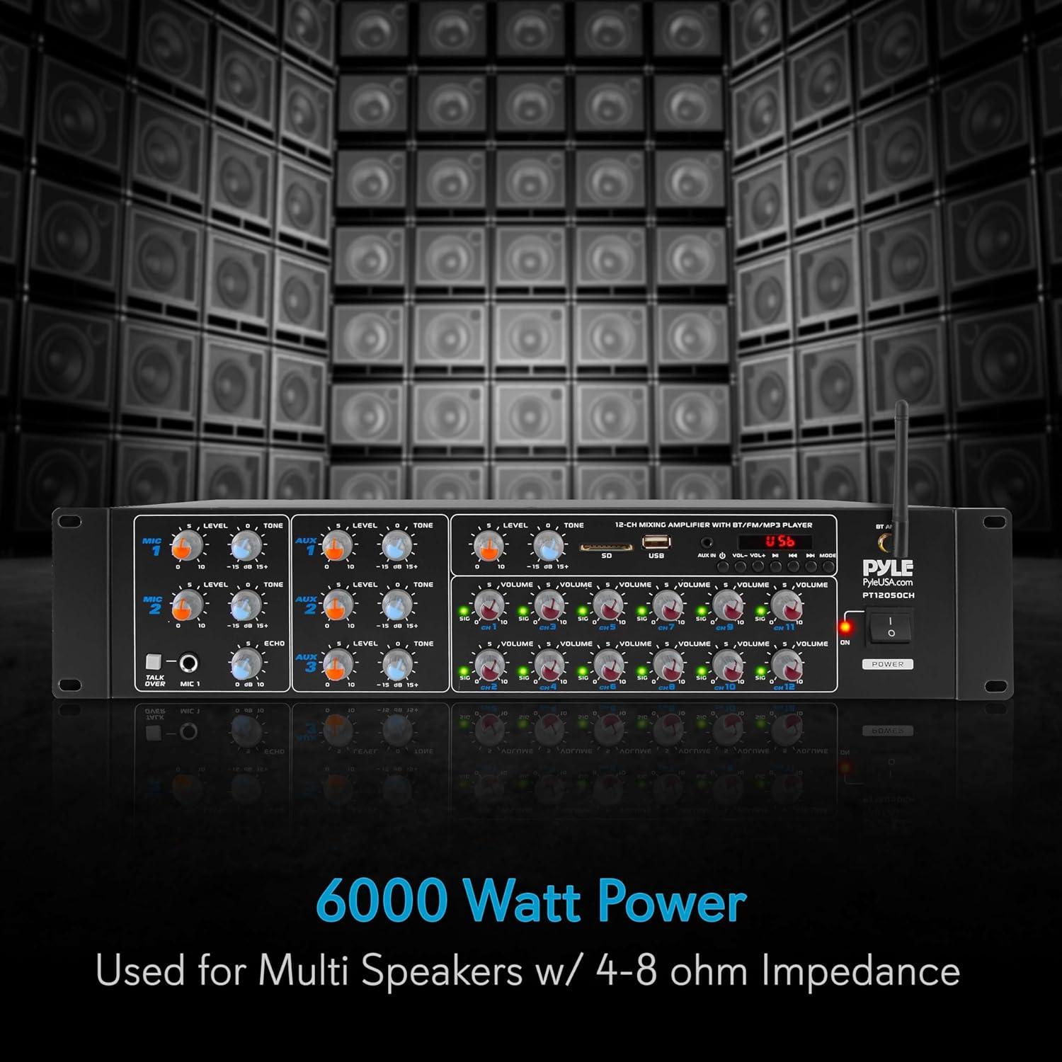 Amplificador Estéreo Bluetooth Pyle PT8050CH 4000W 8 Canales