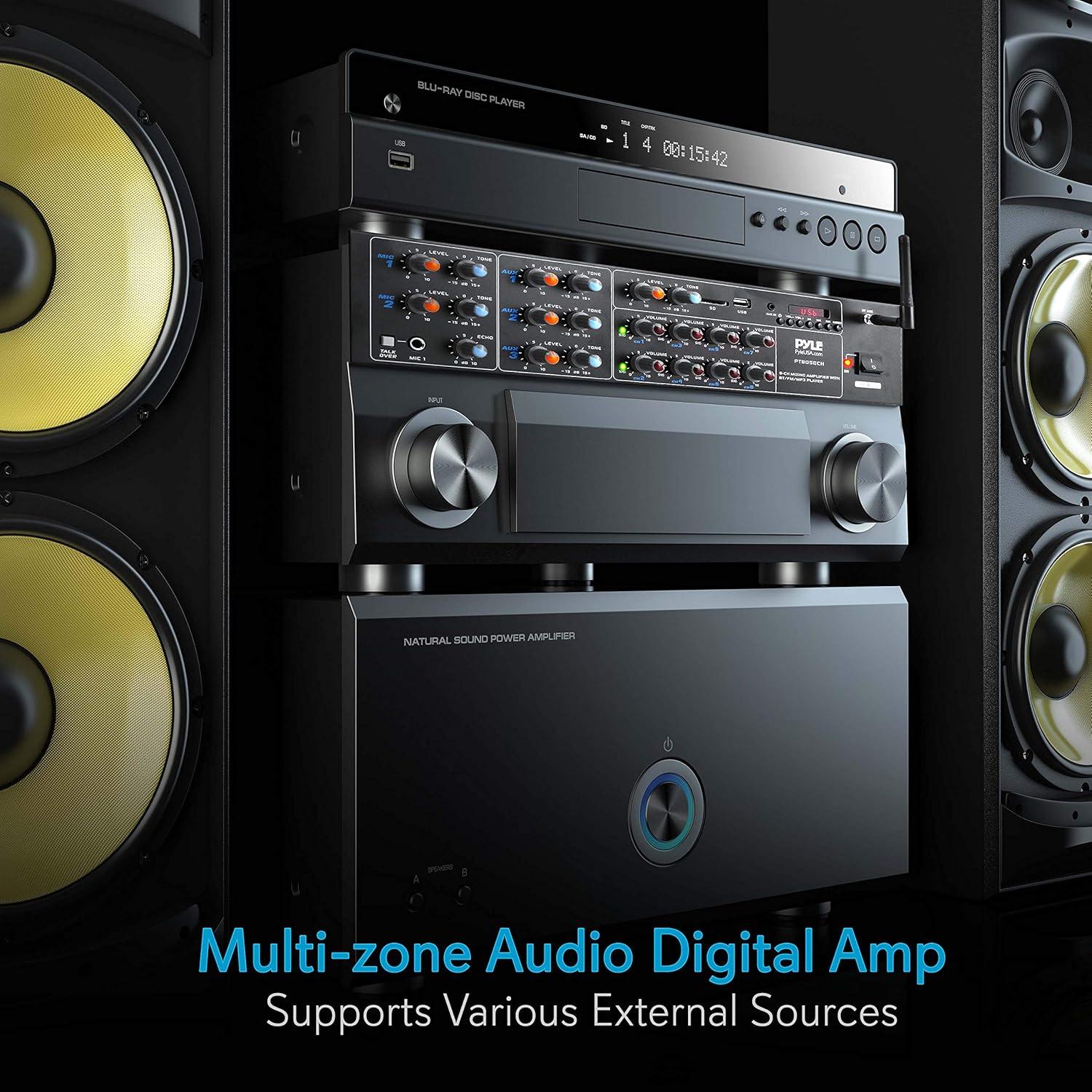 Amplificador Estéreo Bluetooth Pyle PT8050CH 4000W 8 Canales