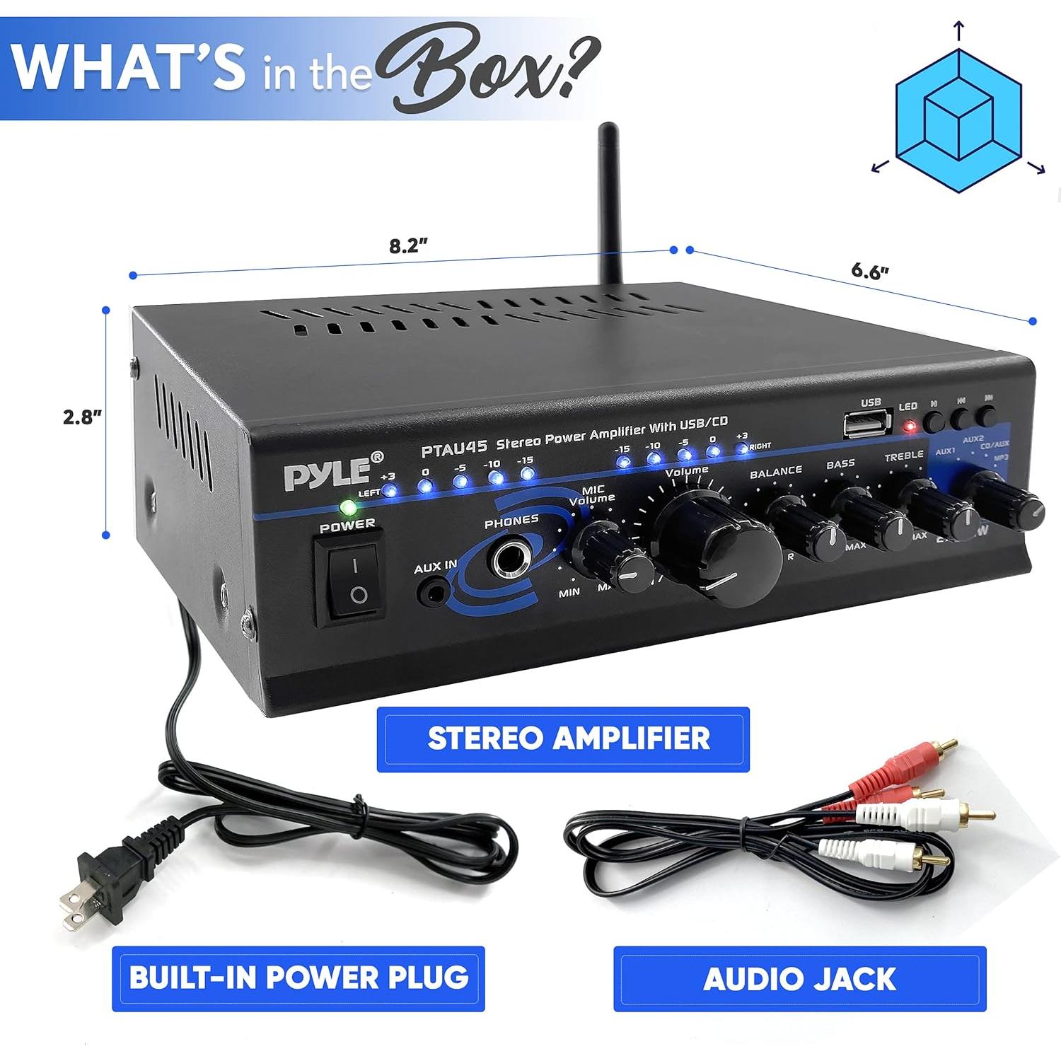 Amplificador de Audio Bluetooth Pyle PTAU45.5 2x120W USB