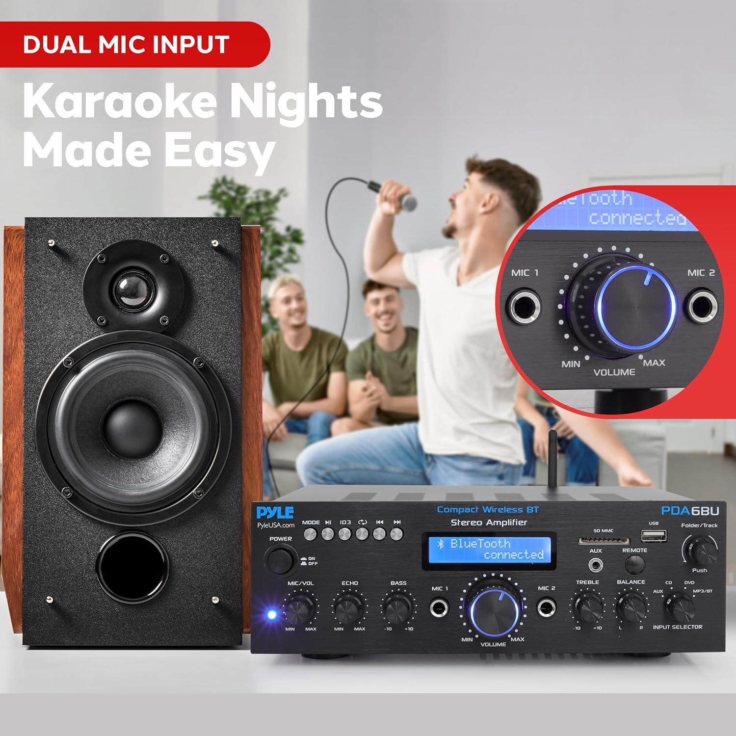 Amplificador Bluetooth Pyle PDA6BU 200W Estéreo Doble Canal