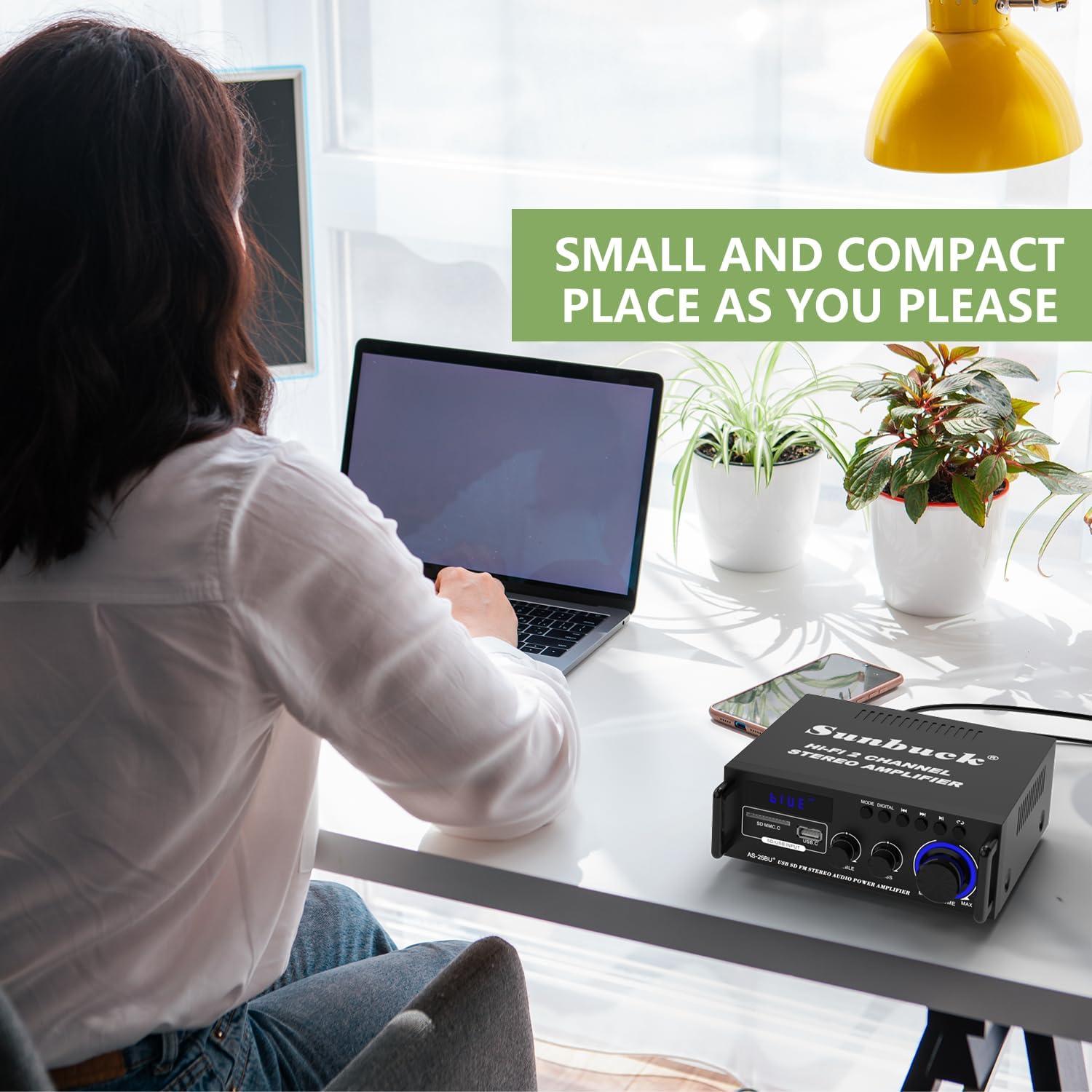 Amplificador Estéreo Sunbuck AS-25BU Bluetooth 300W 192kHz