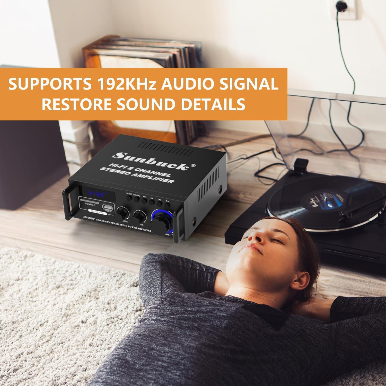 Amplificador Estéreo Sunbuck AS-25BU Bluetooth 300W 192kHz