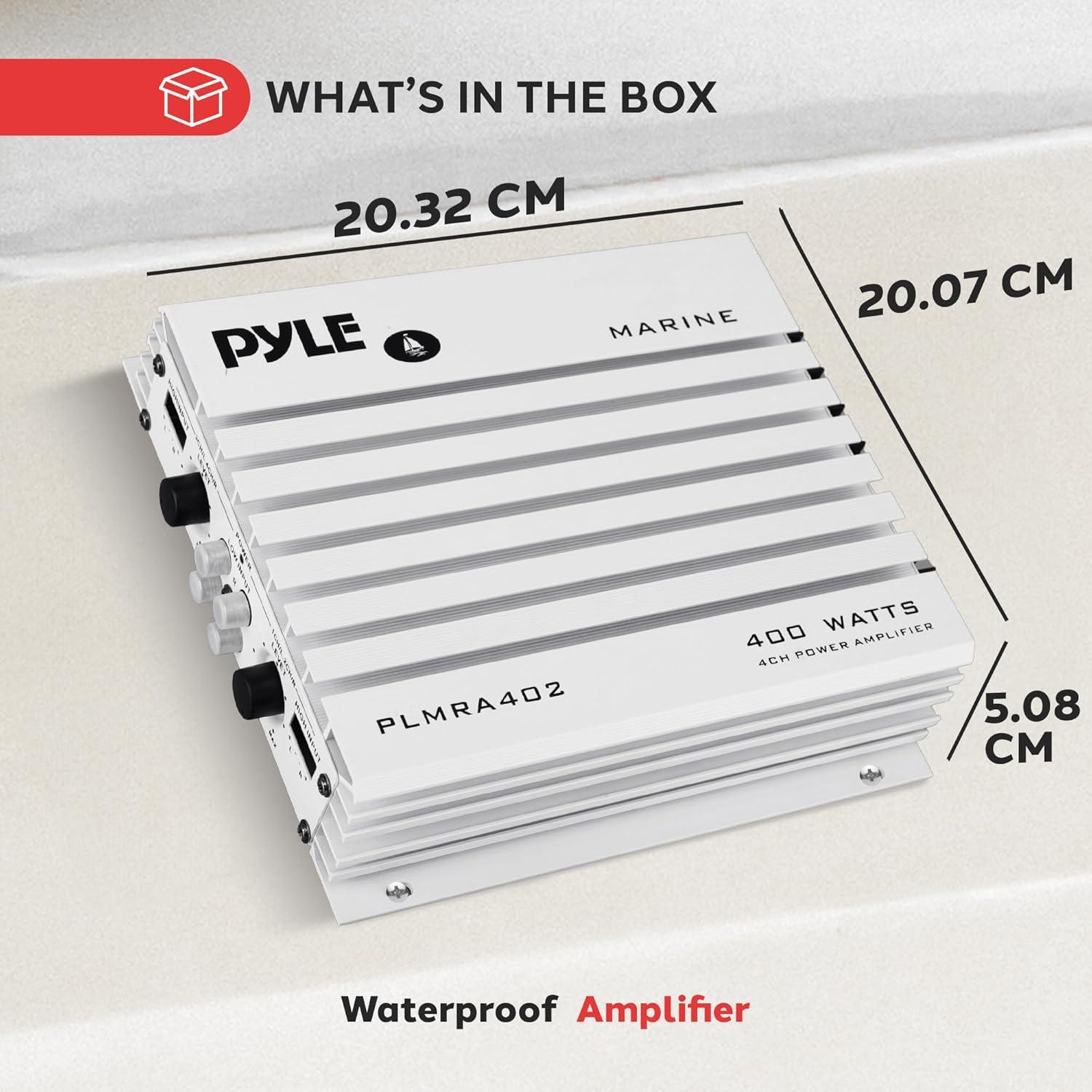 Amplificador Marino Pyle PLMRA402 400W 4 Canales Impermeable