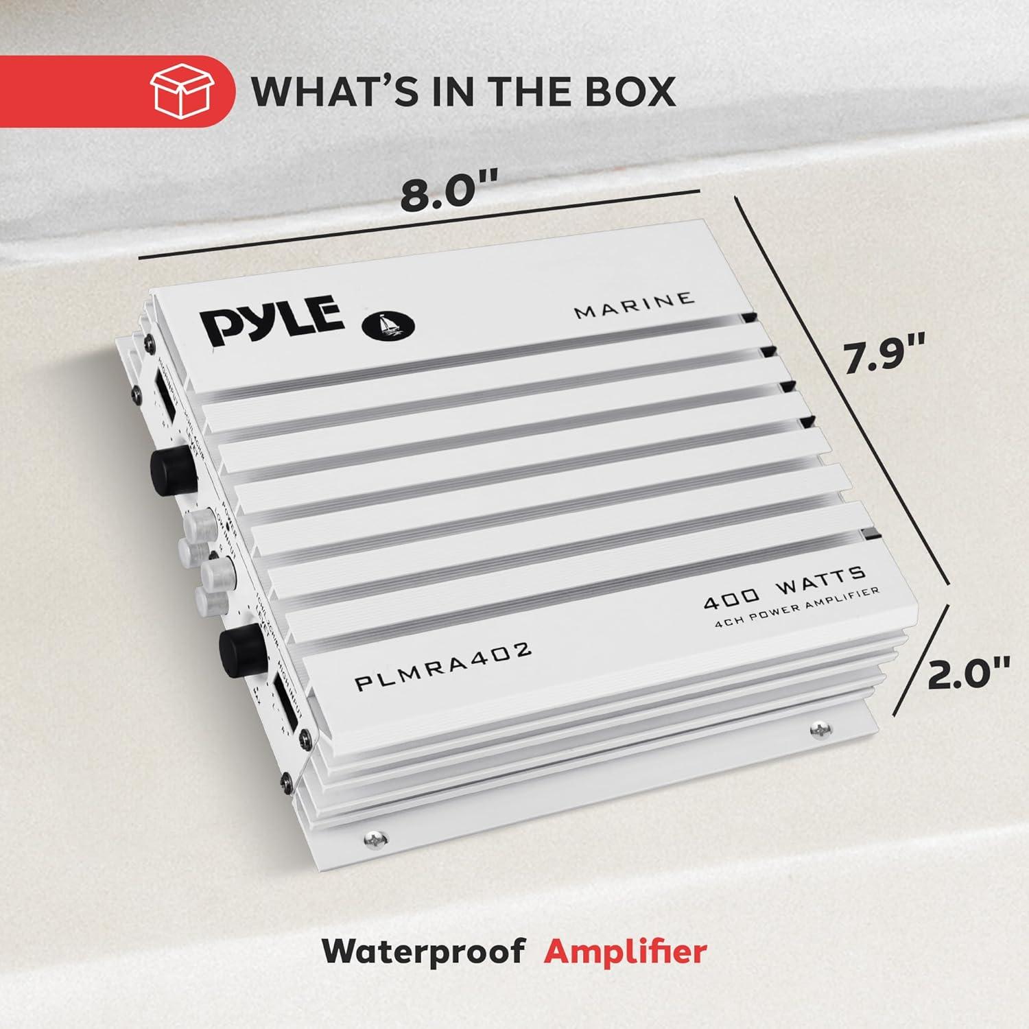Amplificador Marino Pyle PLMRA402 400W 4 Canales Impermeable