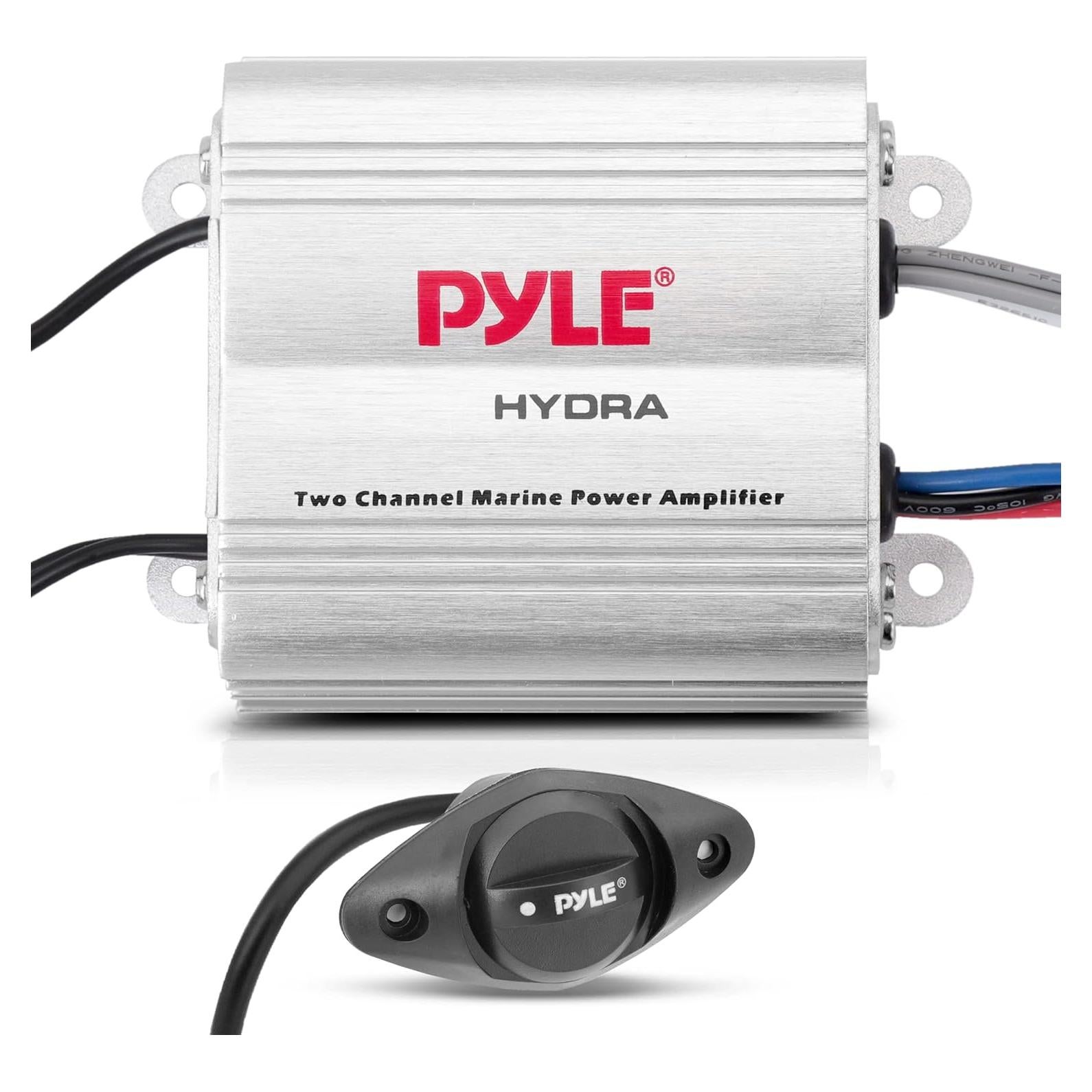 Pyle Hydra Marine Amplifier - Upgraded Elite Series 400 Watt 2 Channel Micro Amplifier - Waterproof, GAIN Level Controls, RCA Stereo Input, 3.5mm Jack & Volume Control (PLMRMP1A)