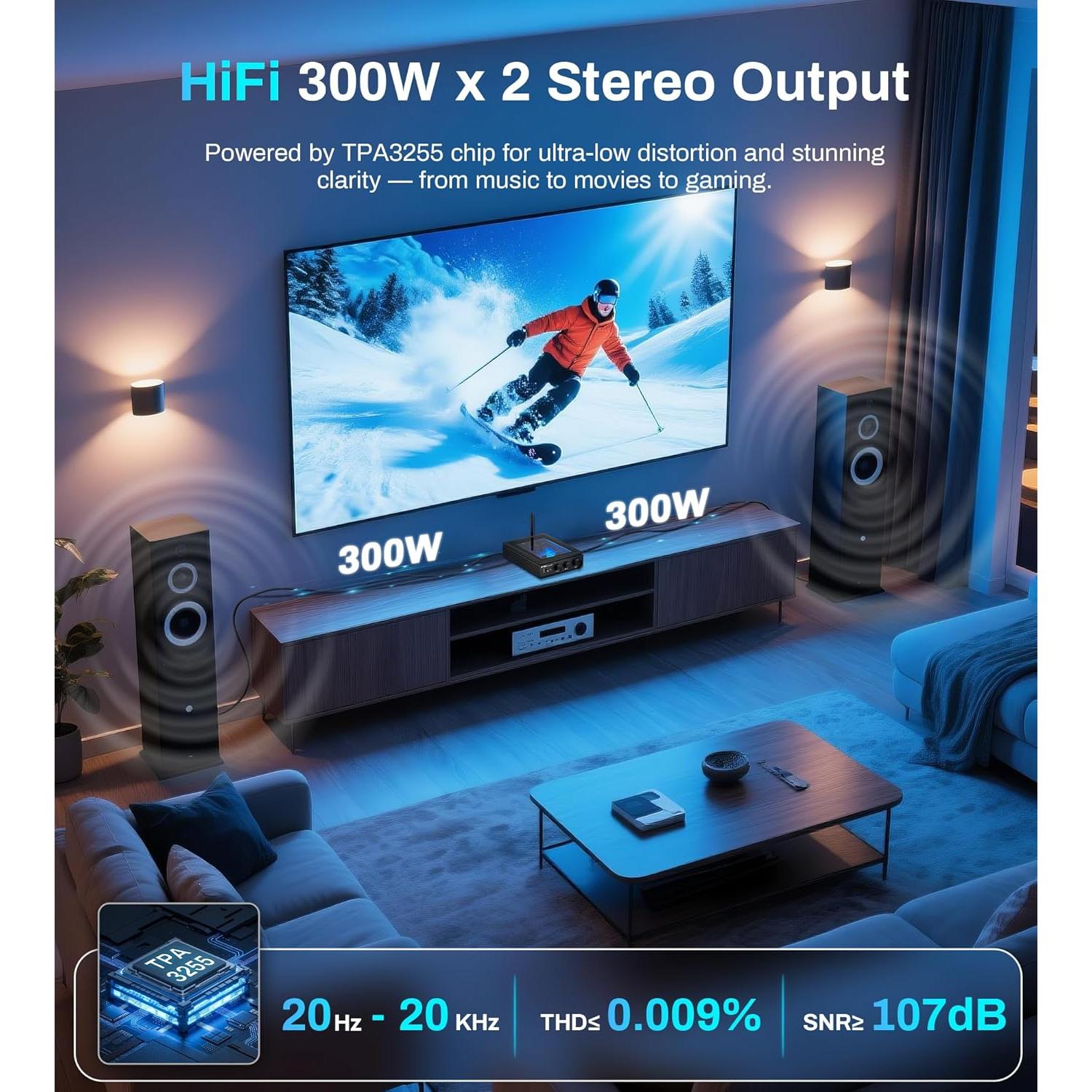 Amplificador Estéreo Bluetooth EYTSE P60 600W 2 Canales