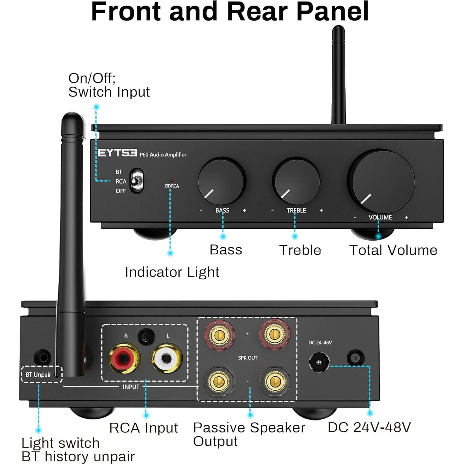 Amplificador Estéreo Bluetooth EYTSE P60 600W 2 Canales