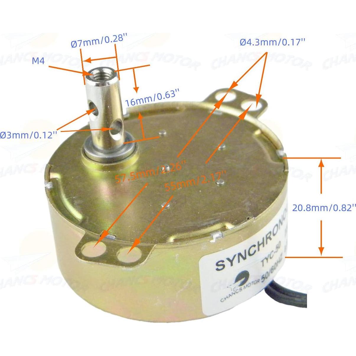 Motor Sincrónico CHANCS TYC-50 2PCS 4W 110V 5-6RPM