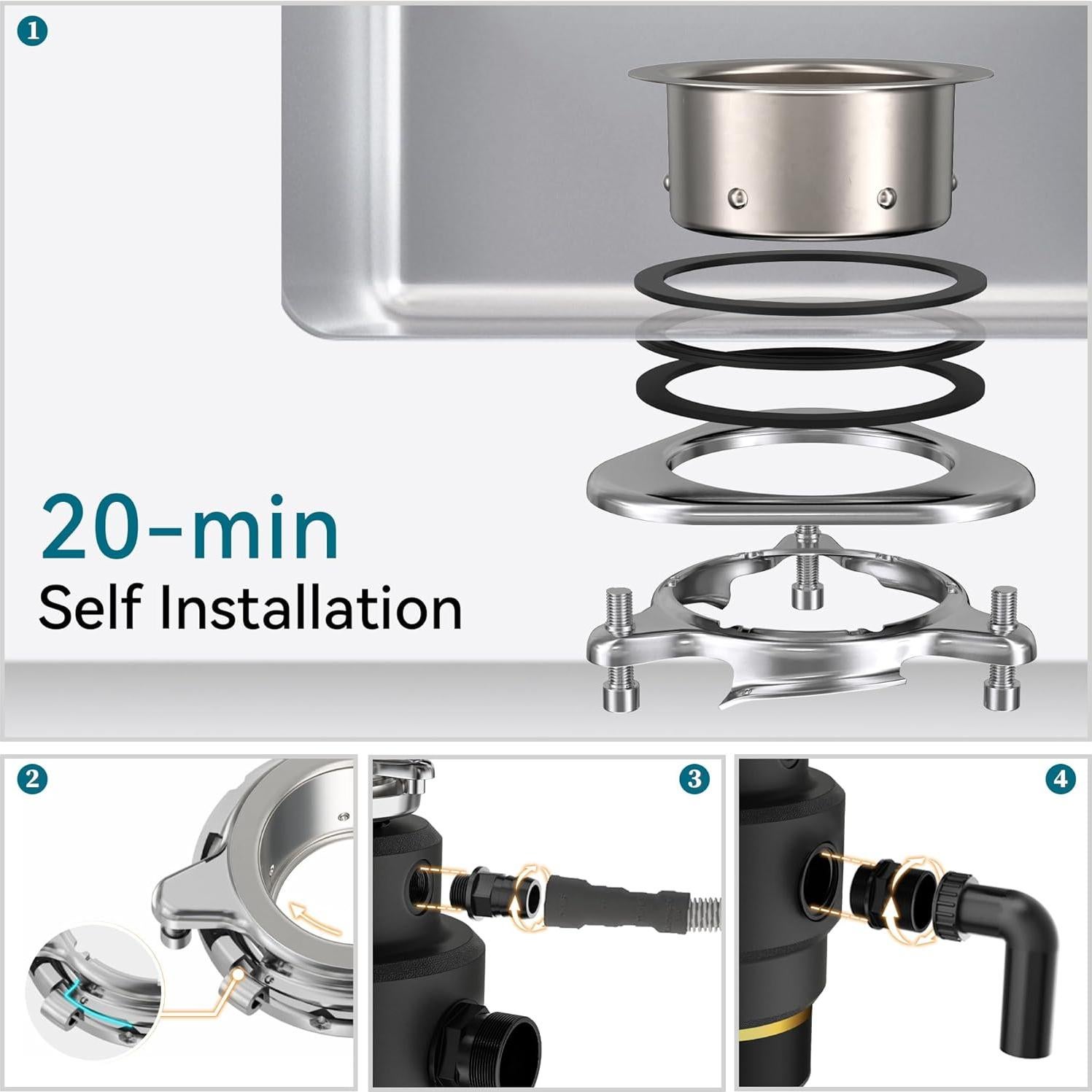 Triturador de Basura Chooba 3/4HP Acero Inoxidable Negro