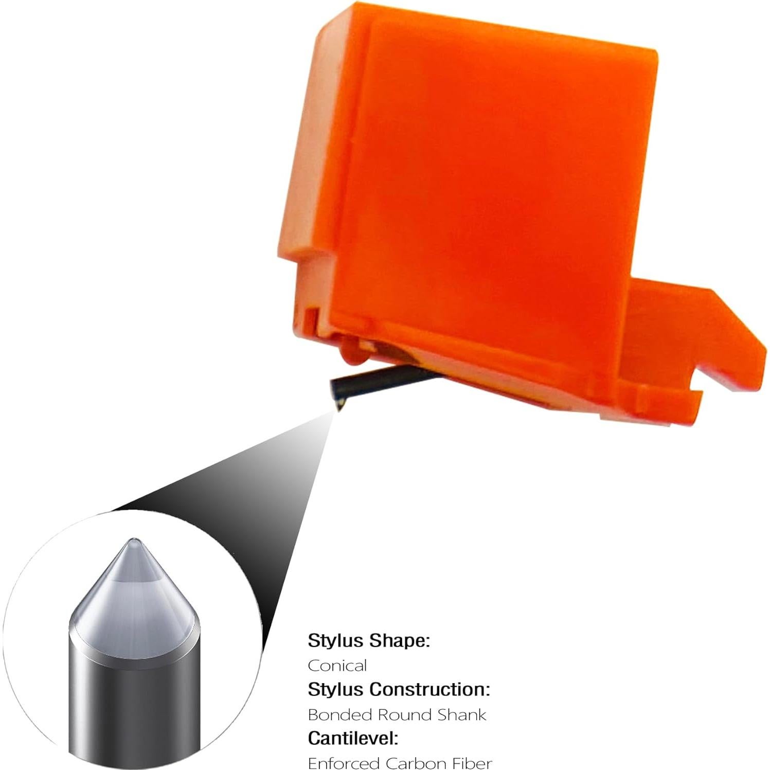 Agujas de Tocadiscos ATN3600L Naranjas + Cepillo - 2 PCS