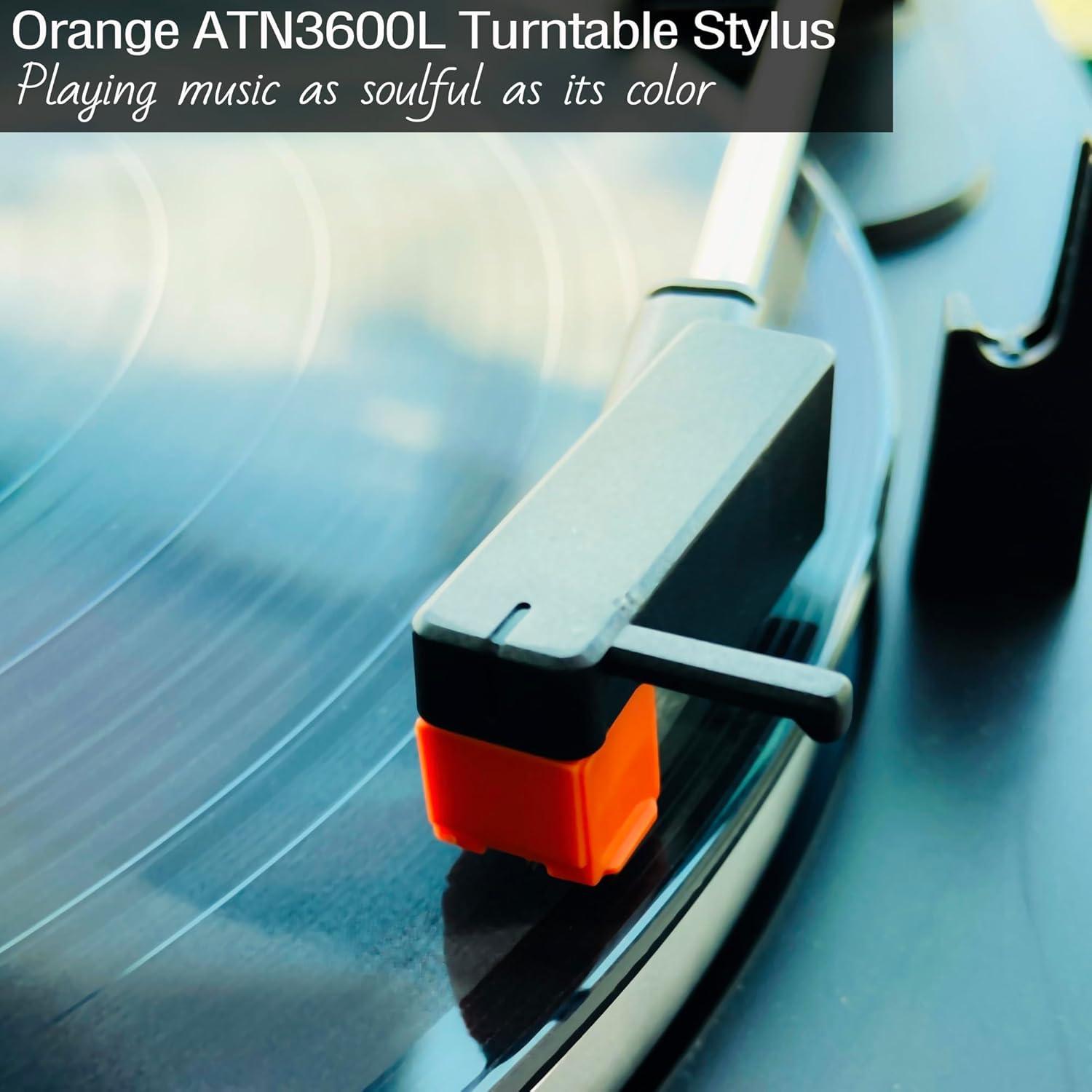 Agujas de Tocadiscos ATN3600L Naranjas + Cepillo - 2 PCS